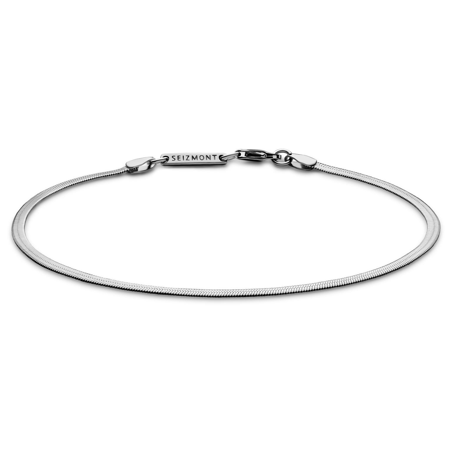 Argentia | 925s | 2mm Rhodium-Plated Sterling Silver Herringbone Chain Bracelet Argentia | 925s | 2mm Rhodium-Plated Sterling Silver Herringbone Chain Bracelet