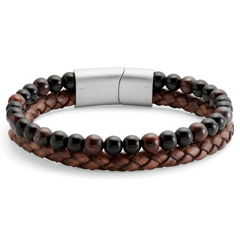 hover: Icon | Red Tiger's Eye, Onyx & Brown Leather Cord Bracelet hover: Icon | Red Tiger's Eye, Onyx & Brown Leather Cord Bracelet