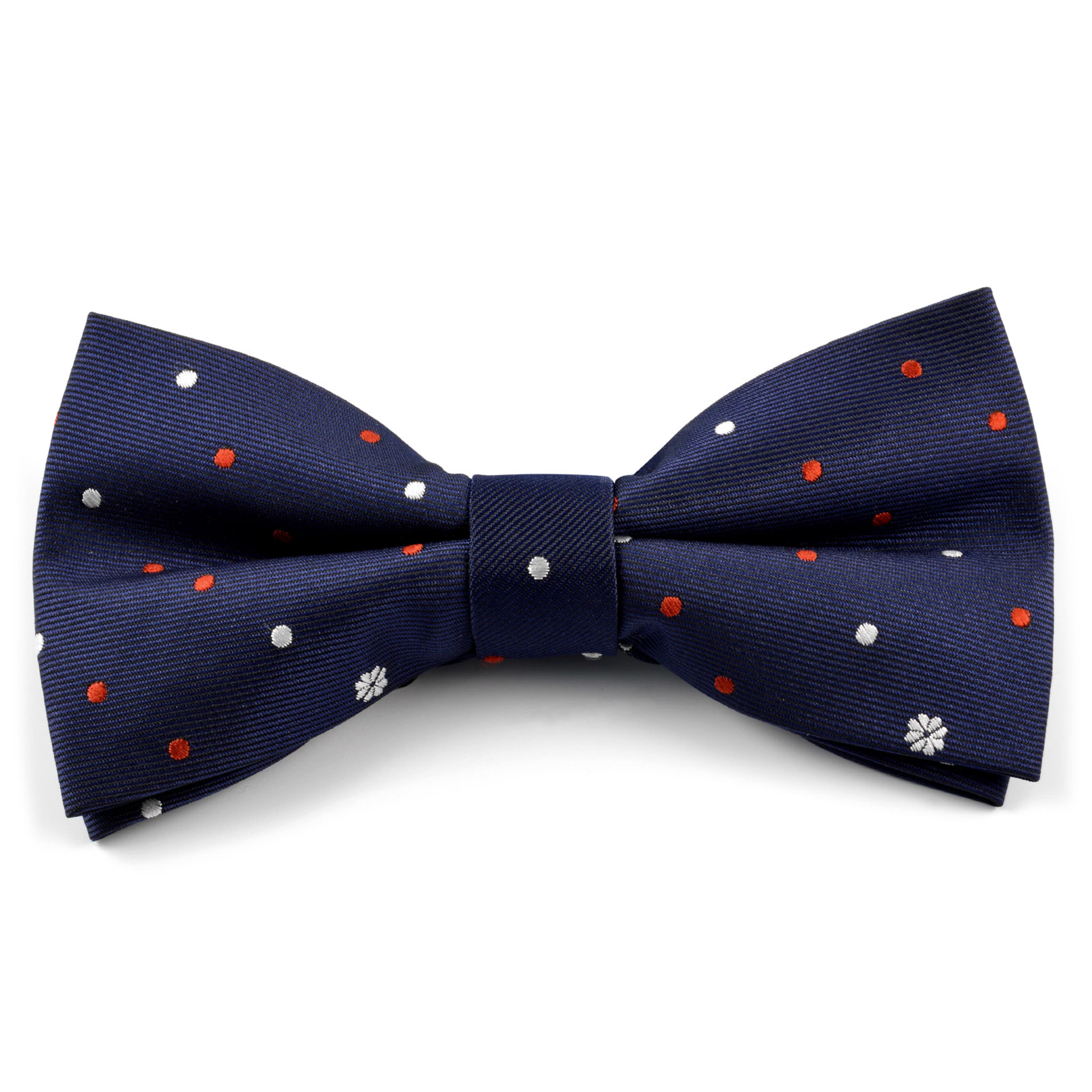 Royal Blue, White & Cherry Red Dotted Pre-Tied Bow Tie