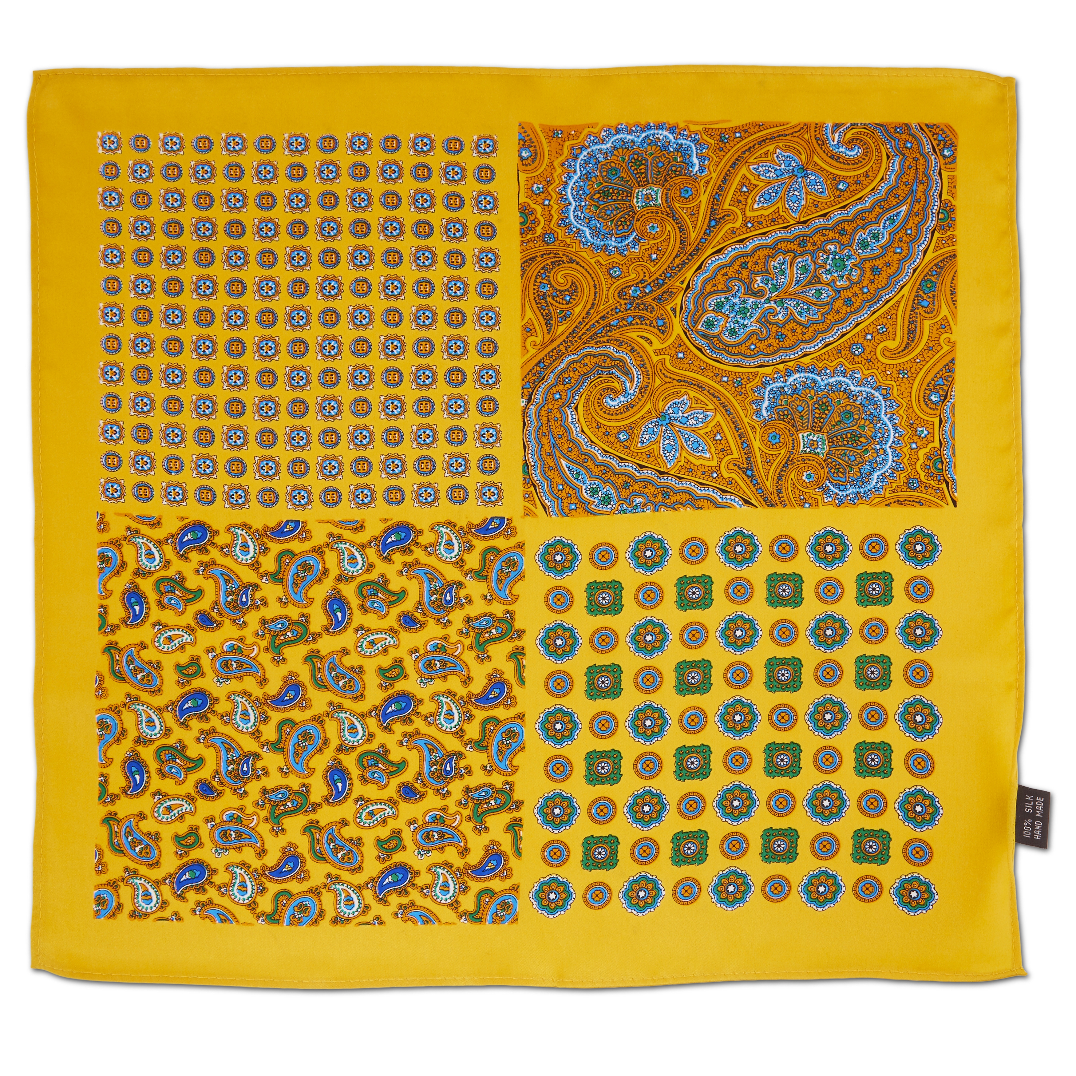 Gelbes Patchwork Einstecktuch - 3