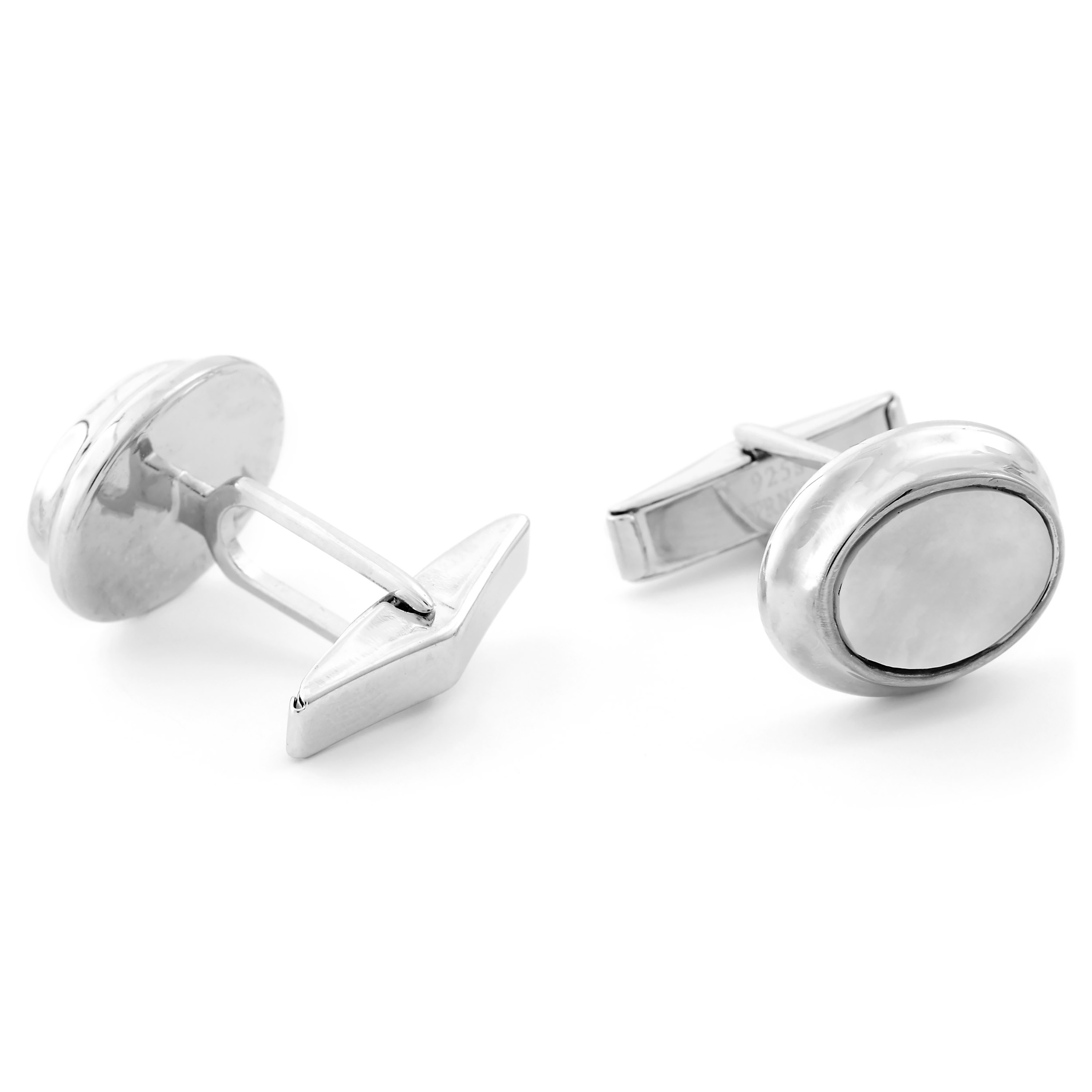 White Pearl & 925s Silver Cufflinks - 2