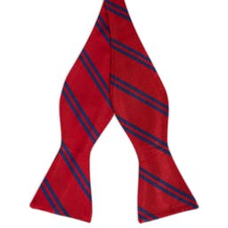 Navy Twin Stripe Red Silk Self-Tie Bow Tie
