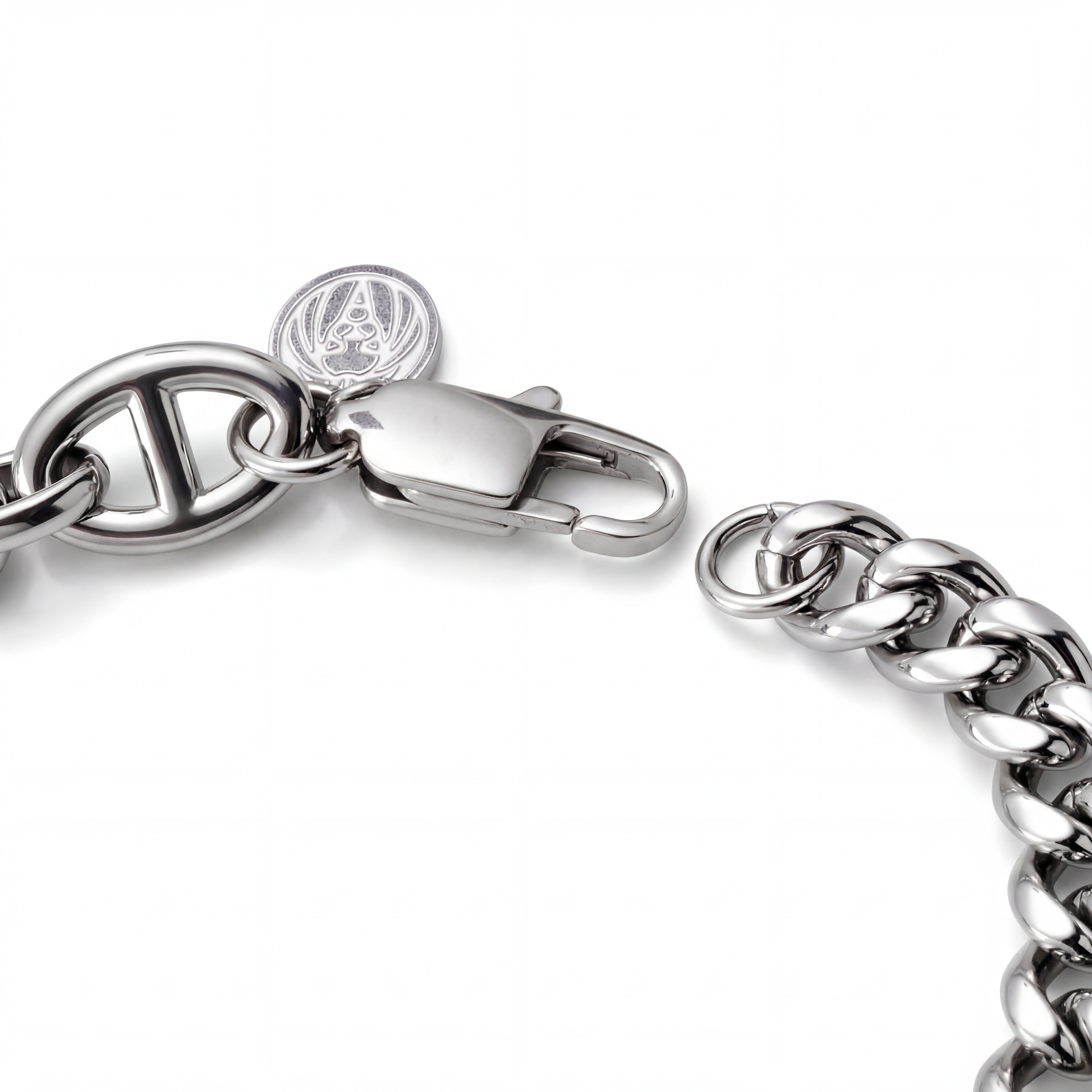 New Classics | 8mm Silver-Tone Stainless Steel Cuban & Pig Nose Chain Bracelet - 3