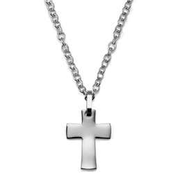 Silver-Tone Stainless Steel Unique Curvy Cross Cable Chain Necklace