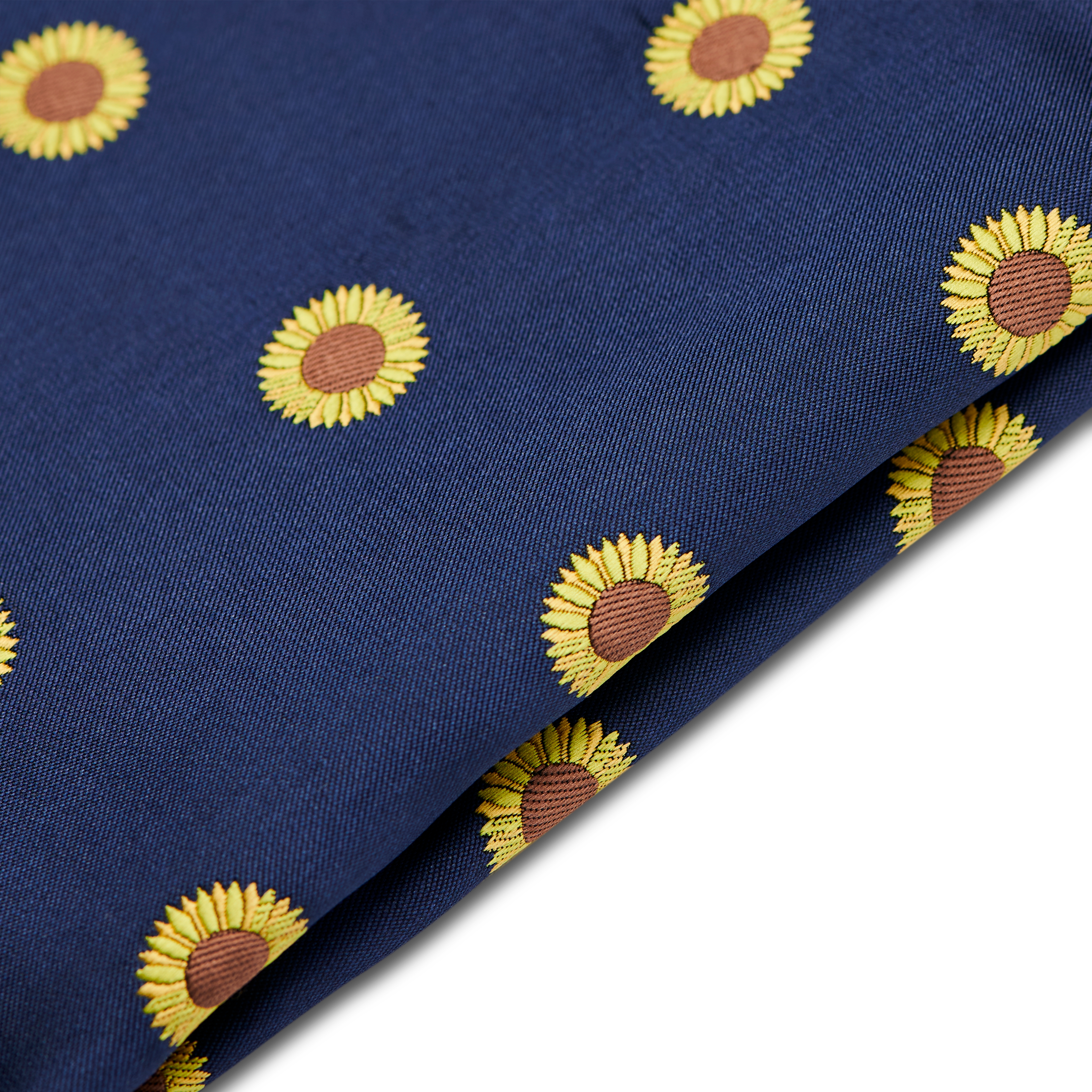 Navy Blue Double-Sided Pocket Square with Sunflowers - 2