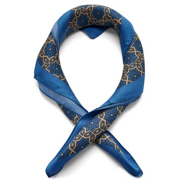 Brux | Blue & Beige Patterned Silk Neckerchief
