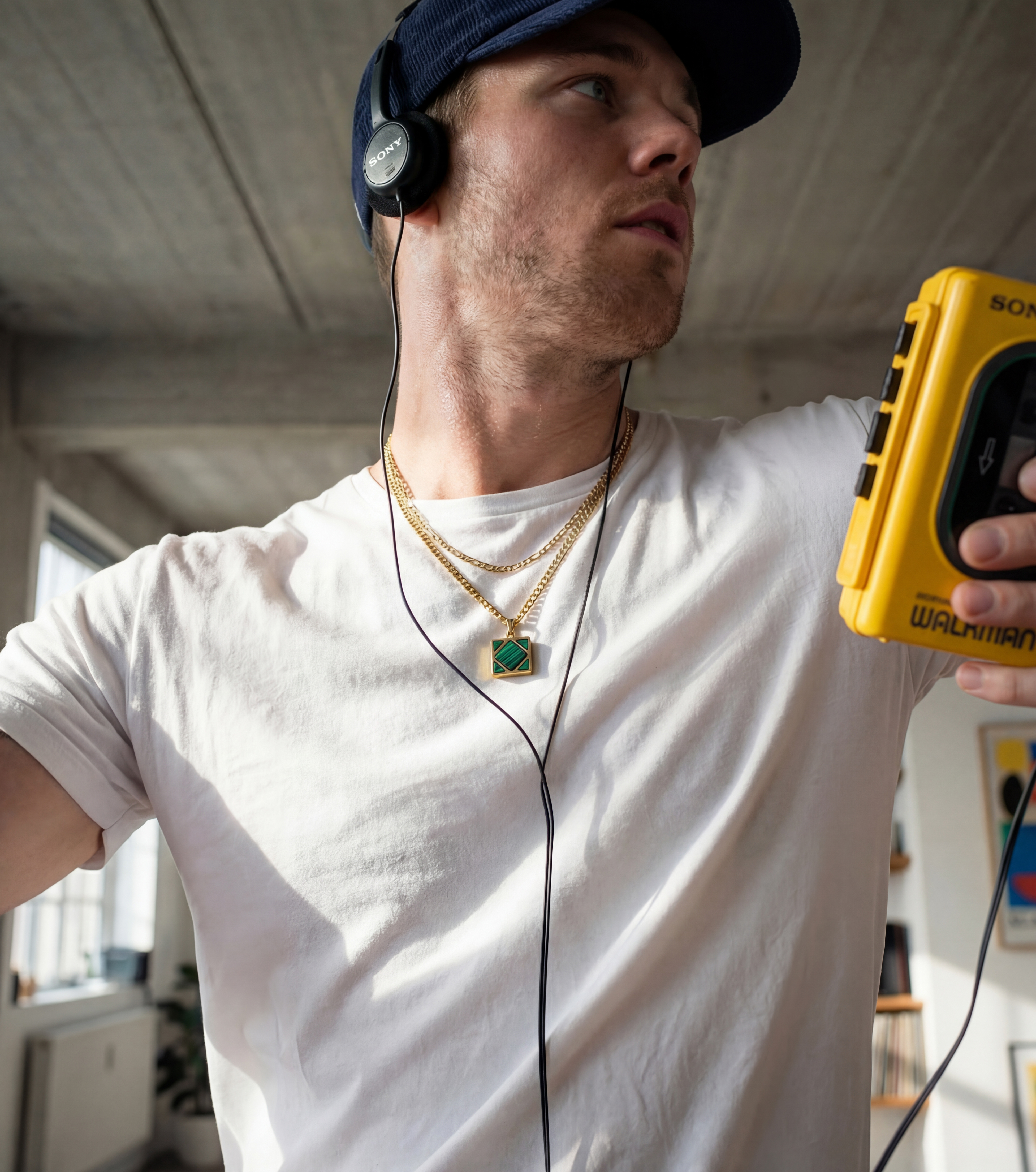 Cruz | Collana quadrata di agata verde in color oro - 3