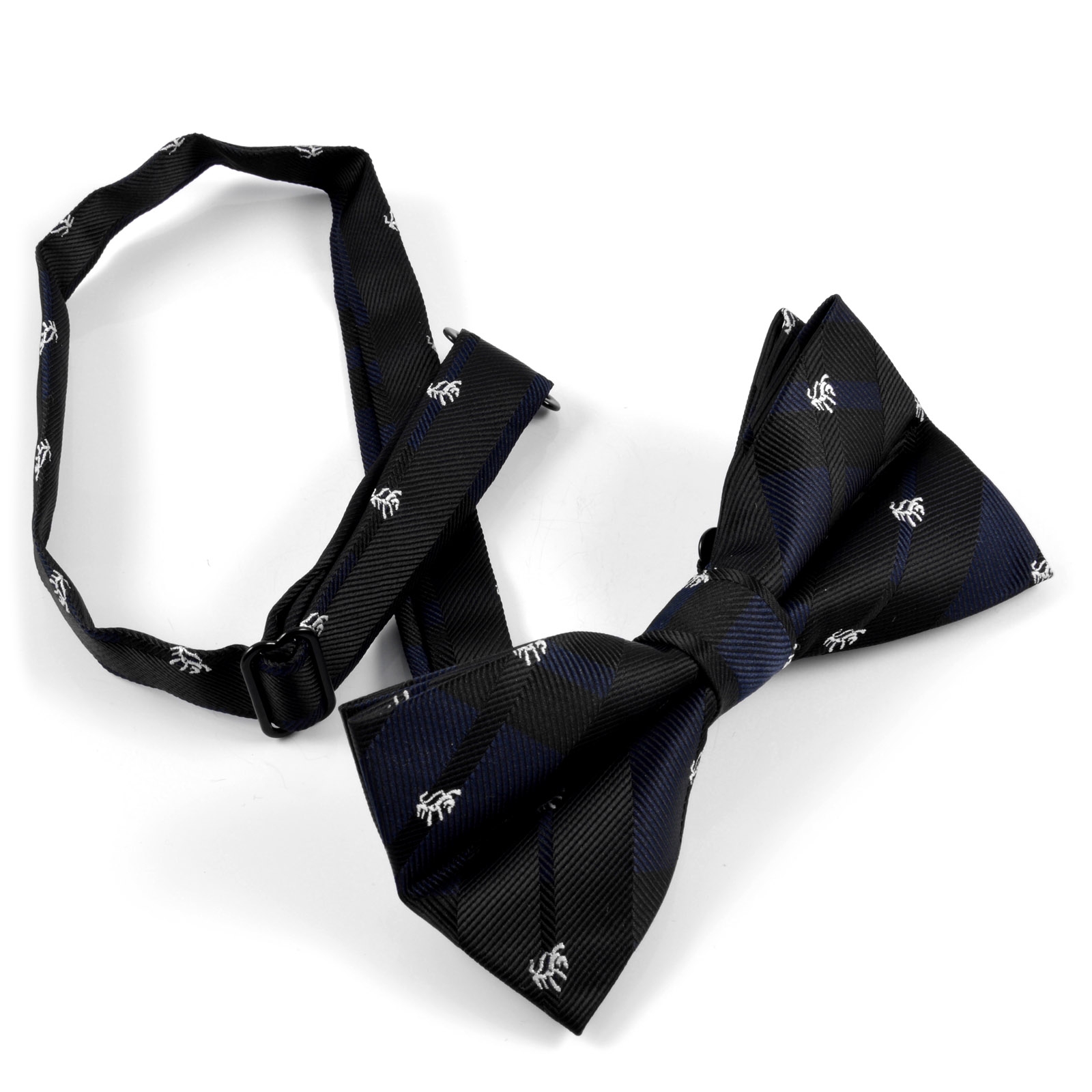 Black Blue Pre-Tied Bow Tie - 2