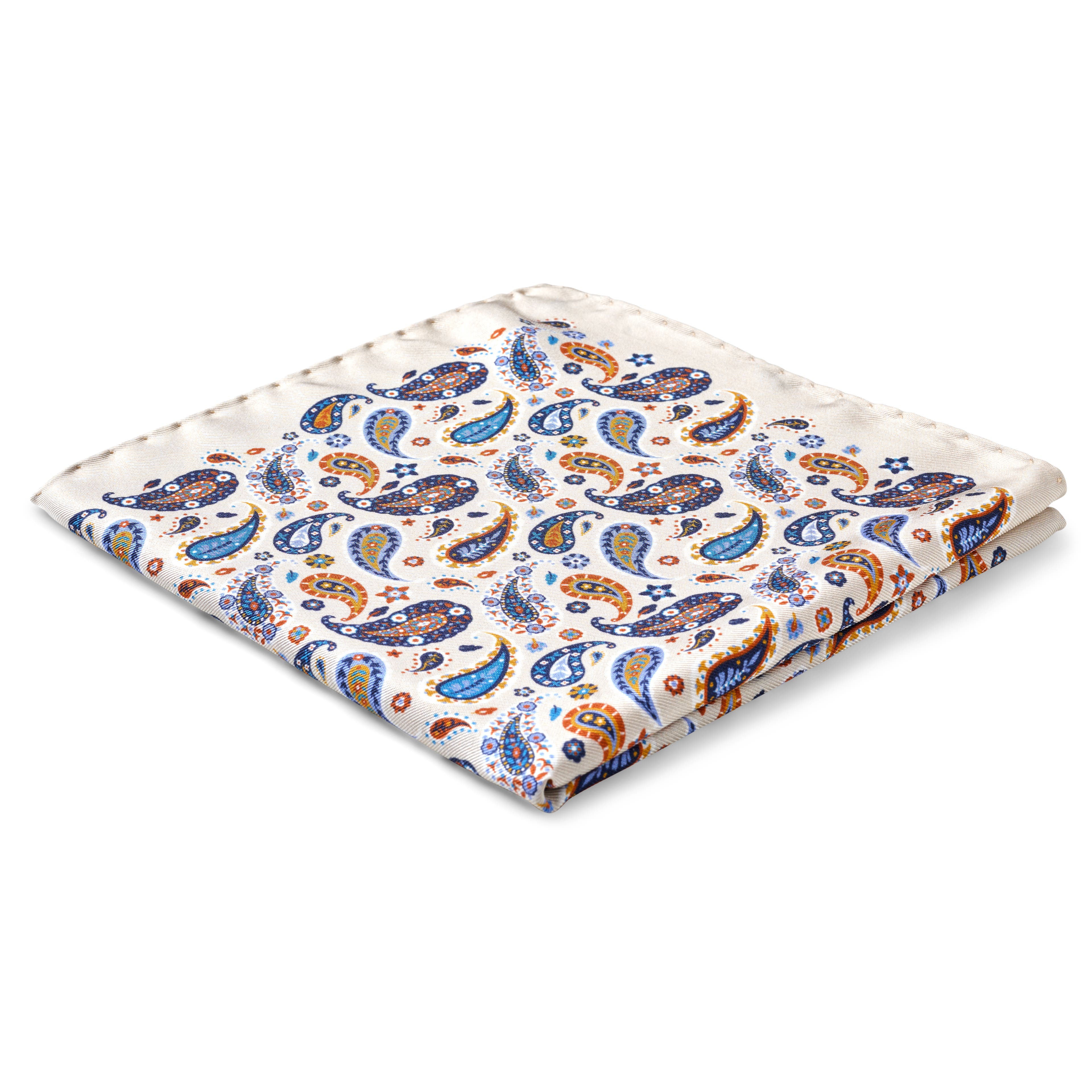 Virtuo | Pochette de costume en soie à motifs cachemire ivoire Virtuo | Pochette de costume en soie à motifs cachemire ivoire