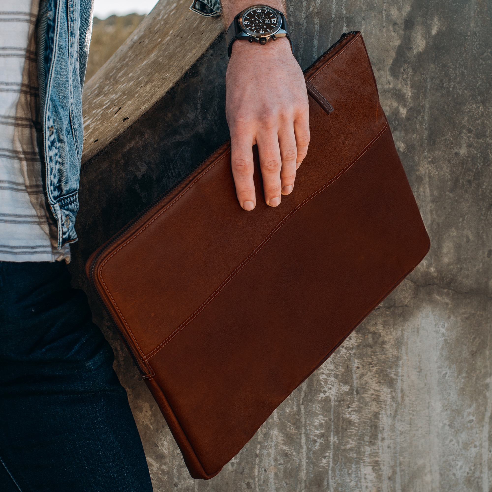 Housse Oxford en cuir marron pour ordinateur portable - 9