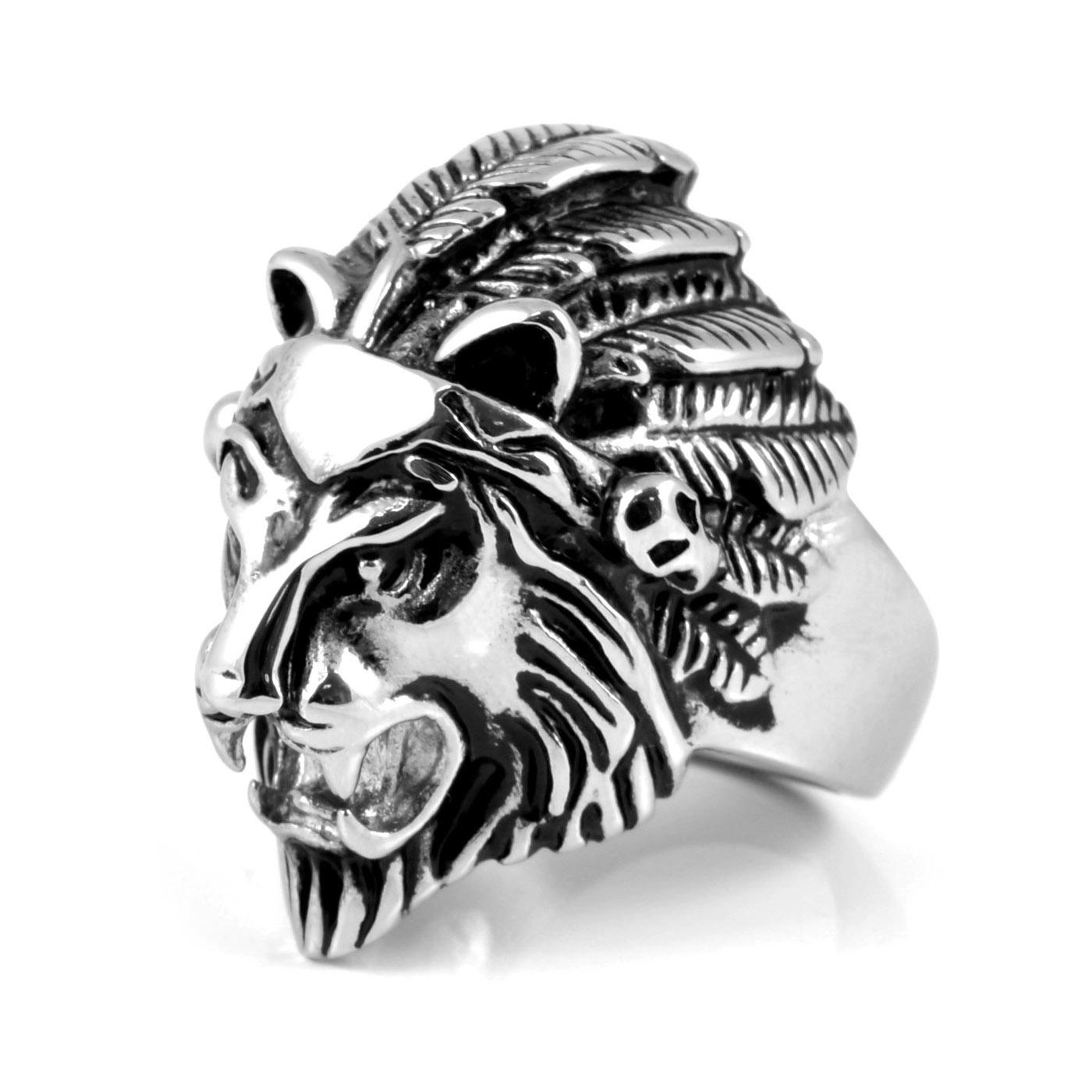 XL jekleni prstan z motivom leva - 1