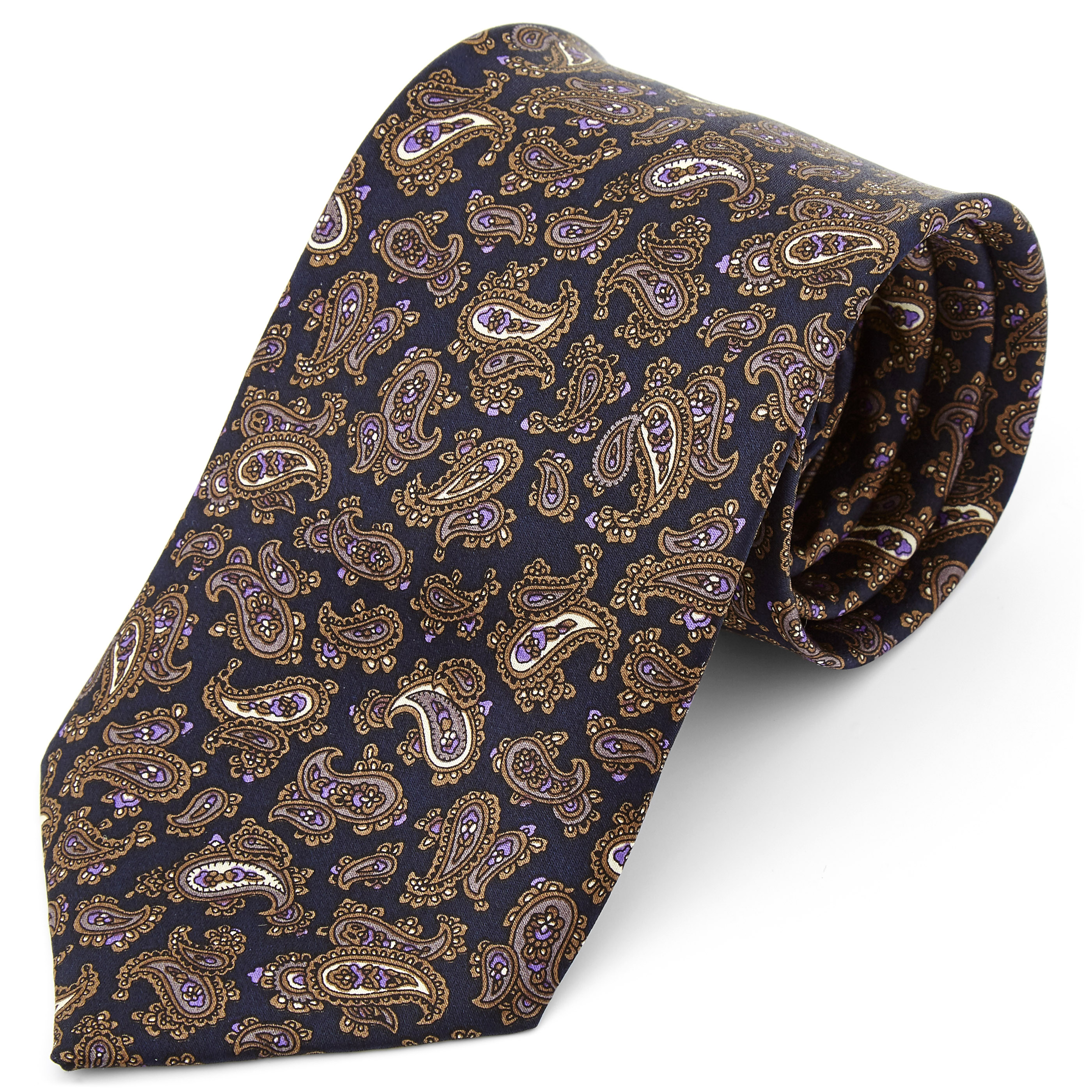 Senate strong declare Cravată lată din mătase cu imprimei Paisley maro și violet | În stoc |  Tailor Toki