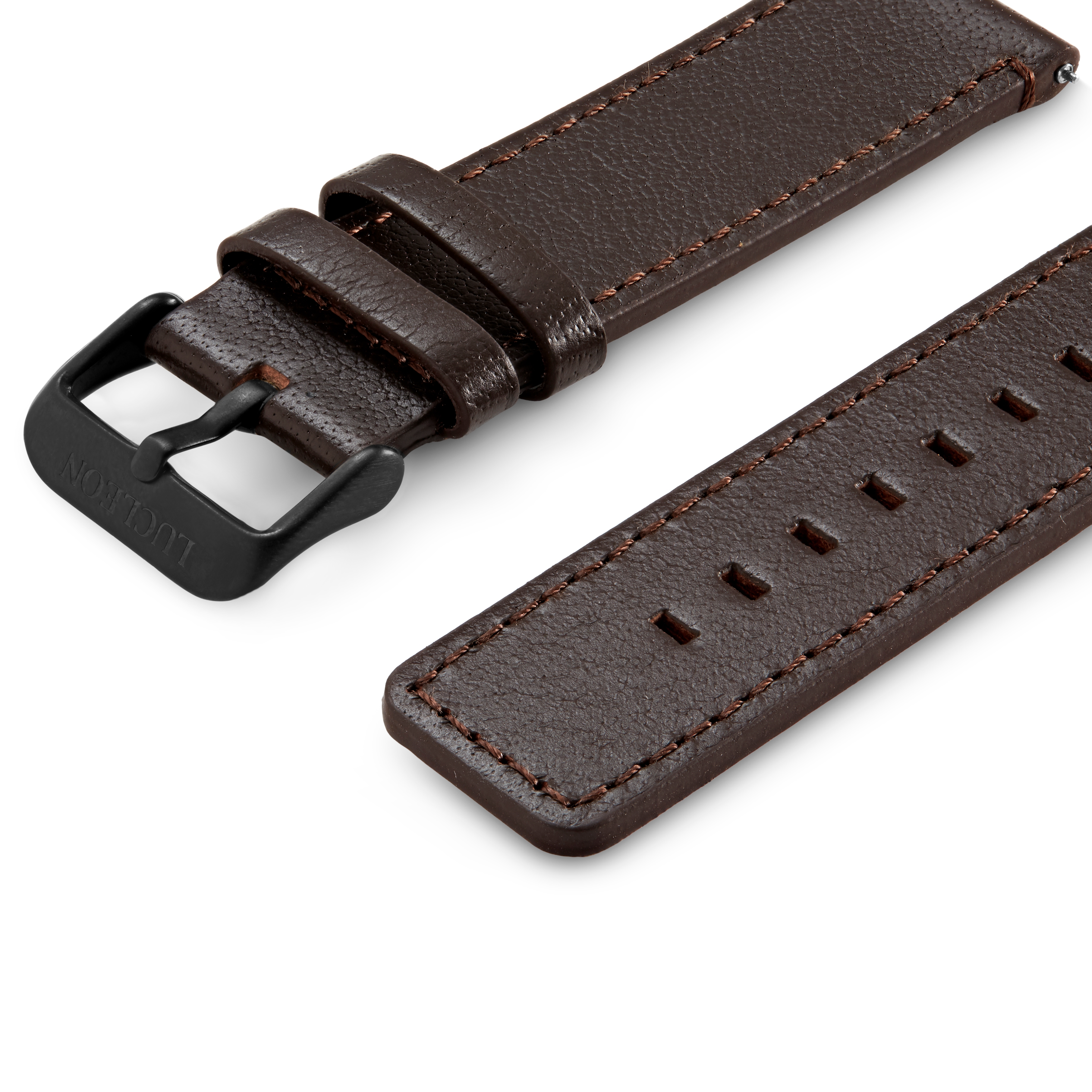 Bruin Lederen Horlogebandje met Zwarte Gesp - 2