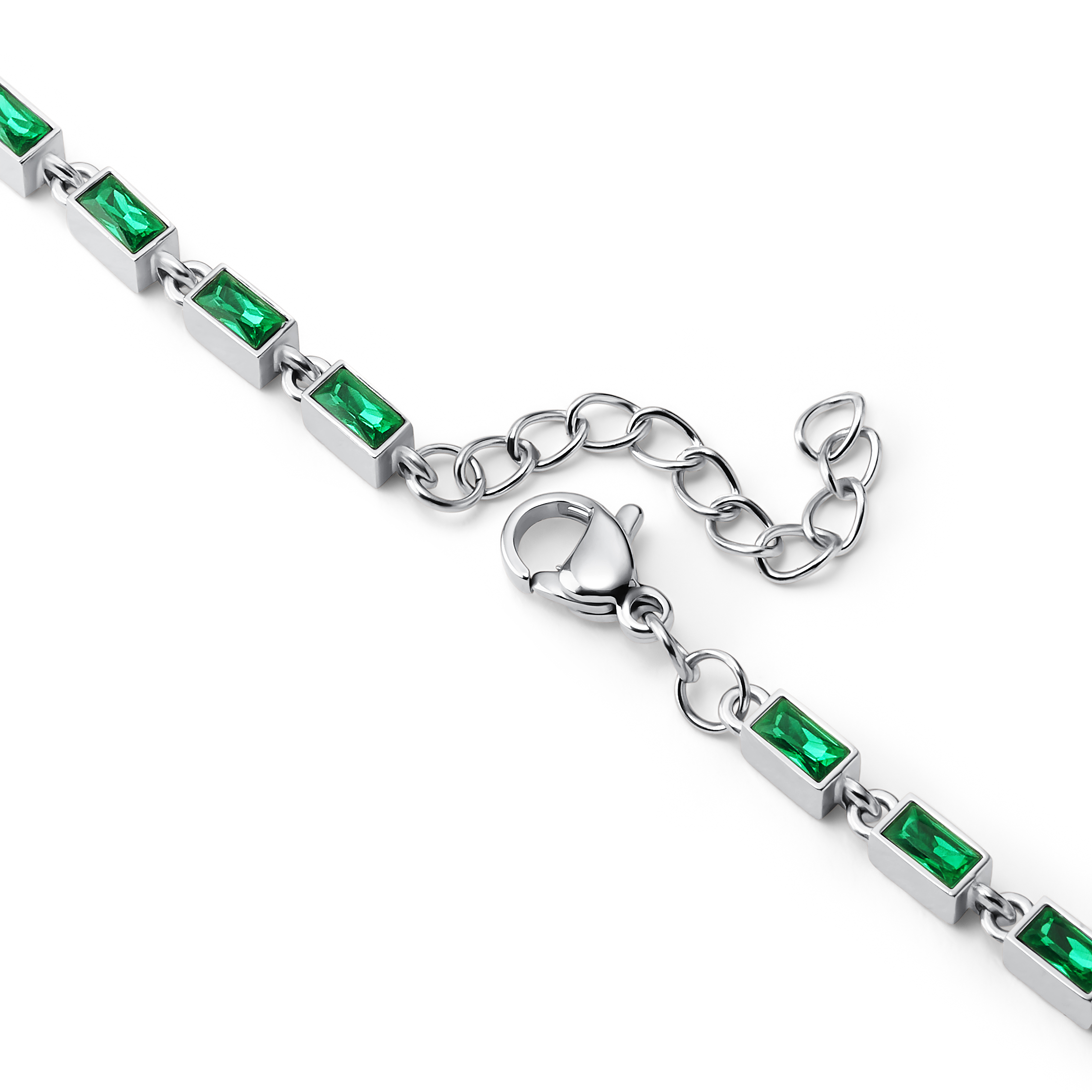 Facet | Silvertonat armband med smaragdgröna kristallglasstenar - 4
