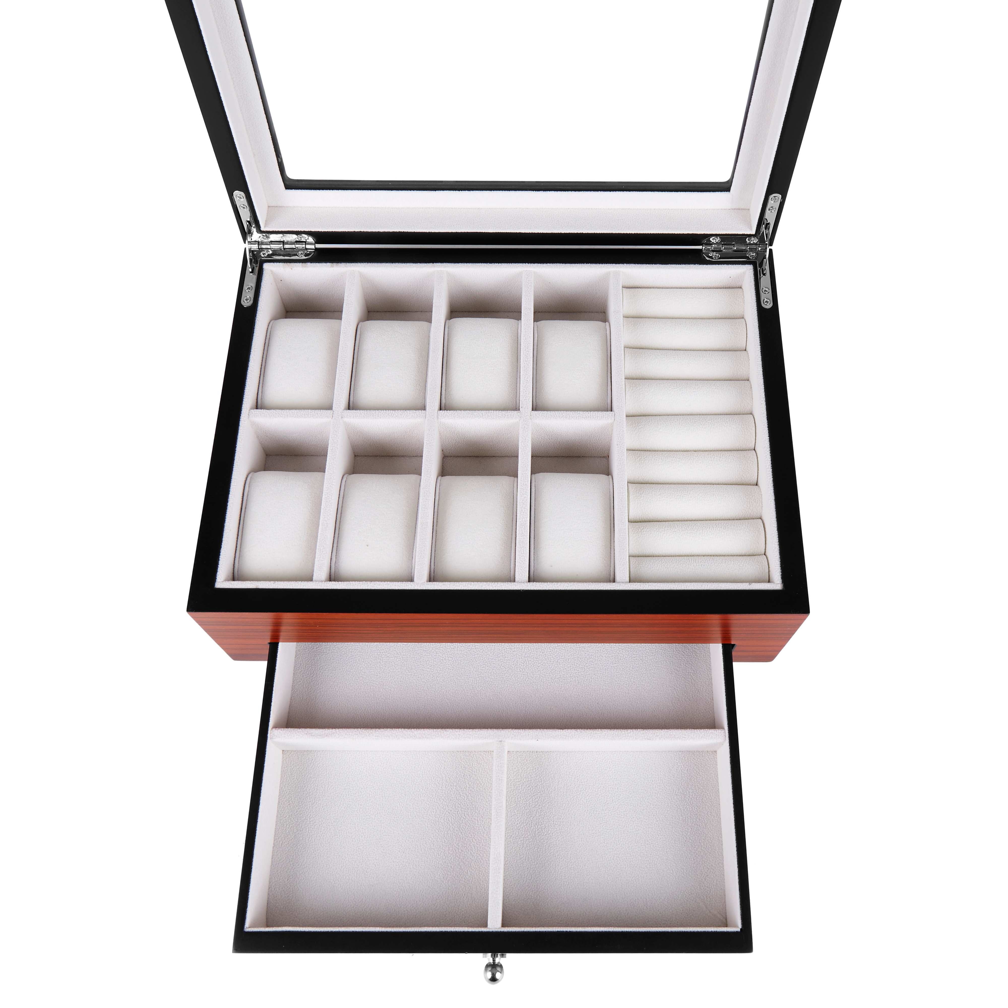 Zebratre Klokke- og Smykkekasse - 8 Klokker - 5