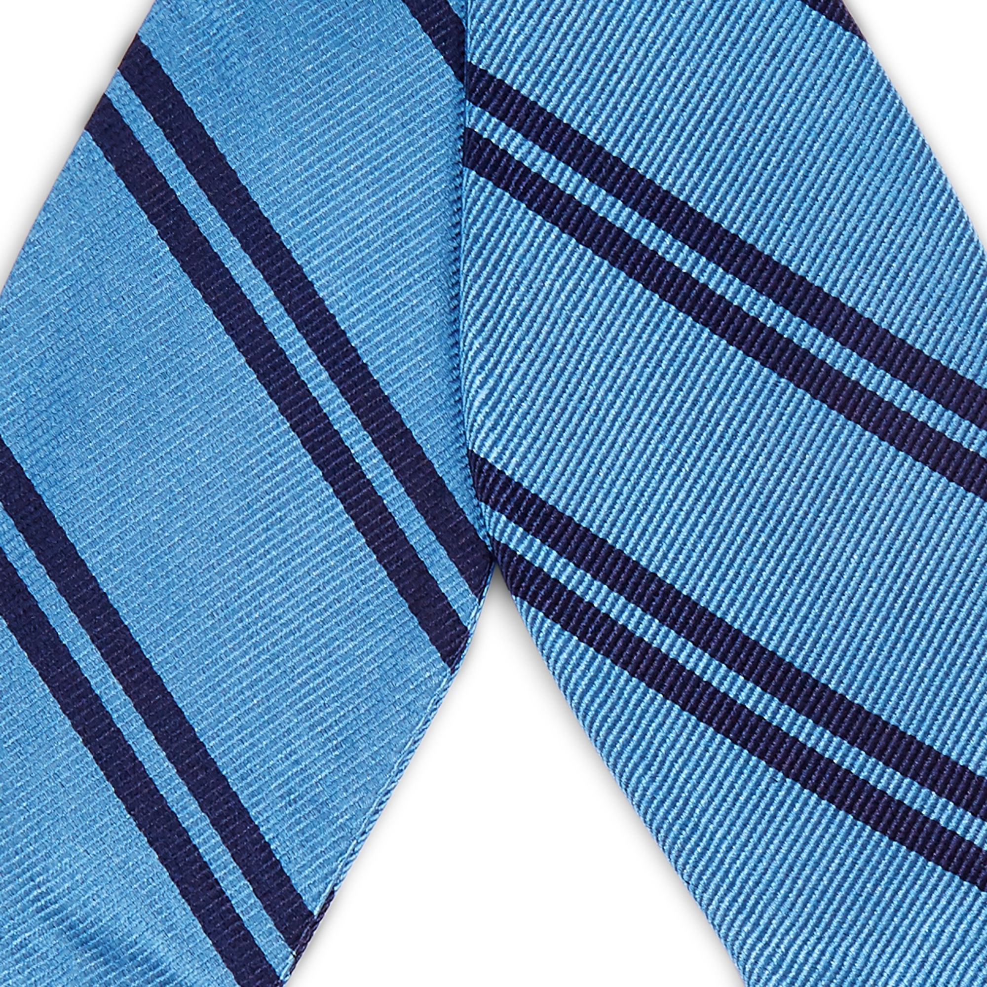 Light Blue & Navy Twin Stripe Silk Self-Tie Bow Tie - 2