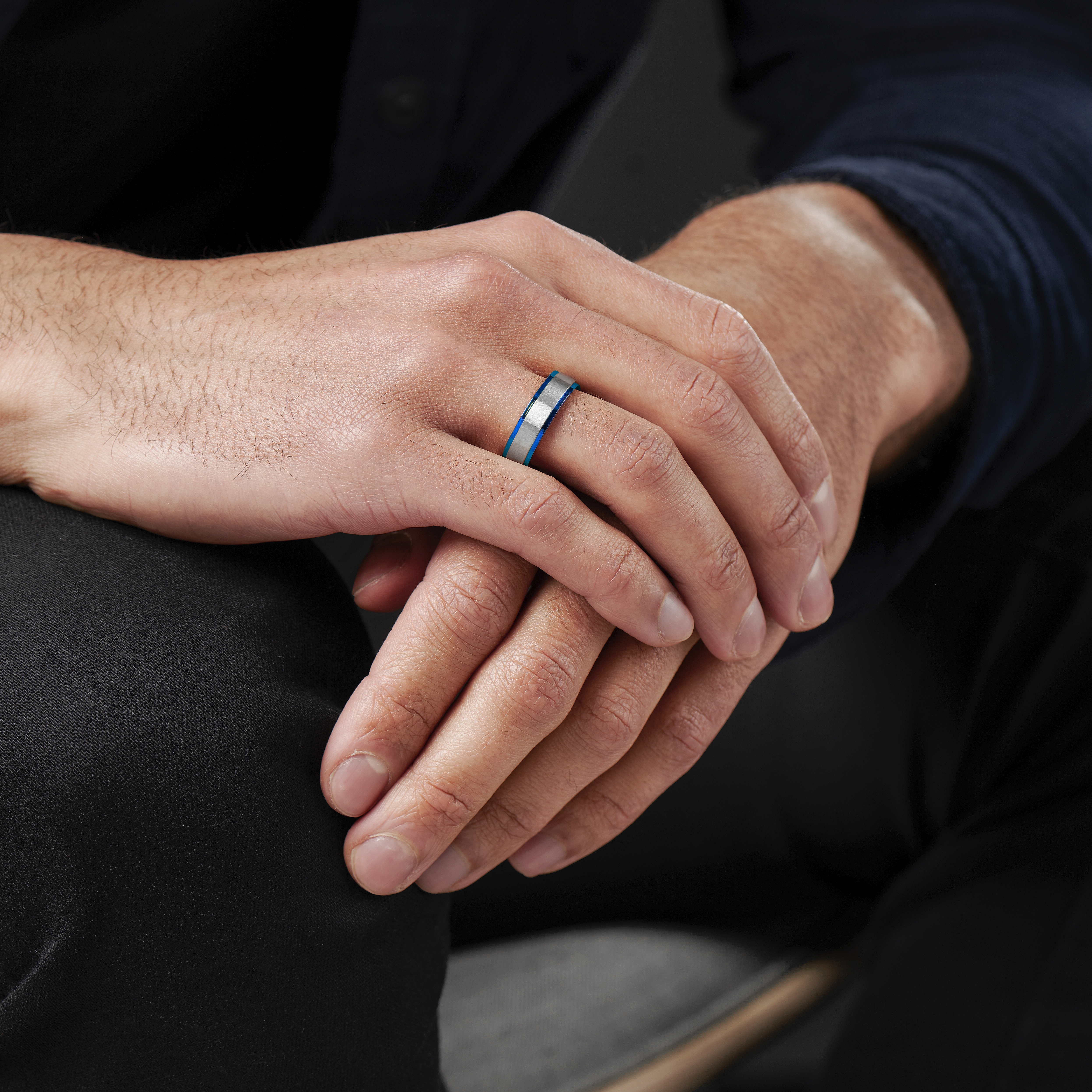 Blå og Sølvtonet Ring - 3