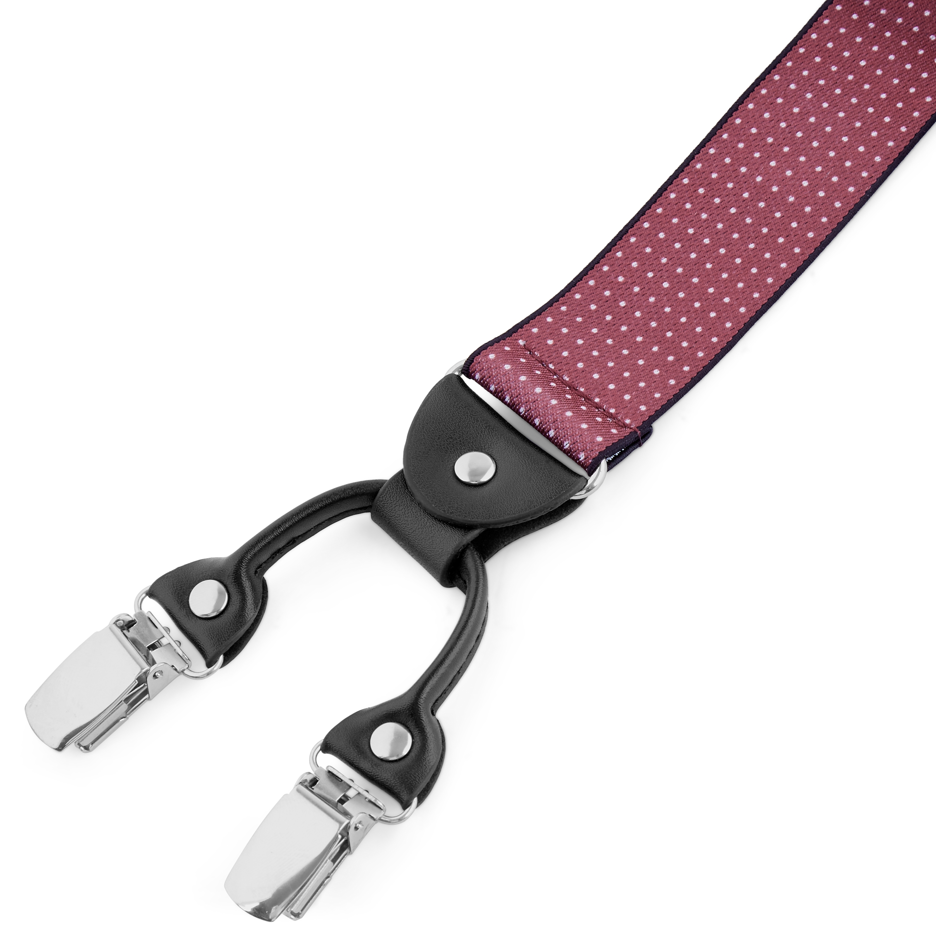 Bretele polca late vișinii cu puncte și clipsuri - 2
