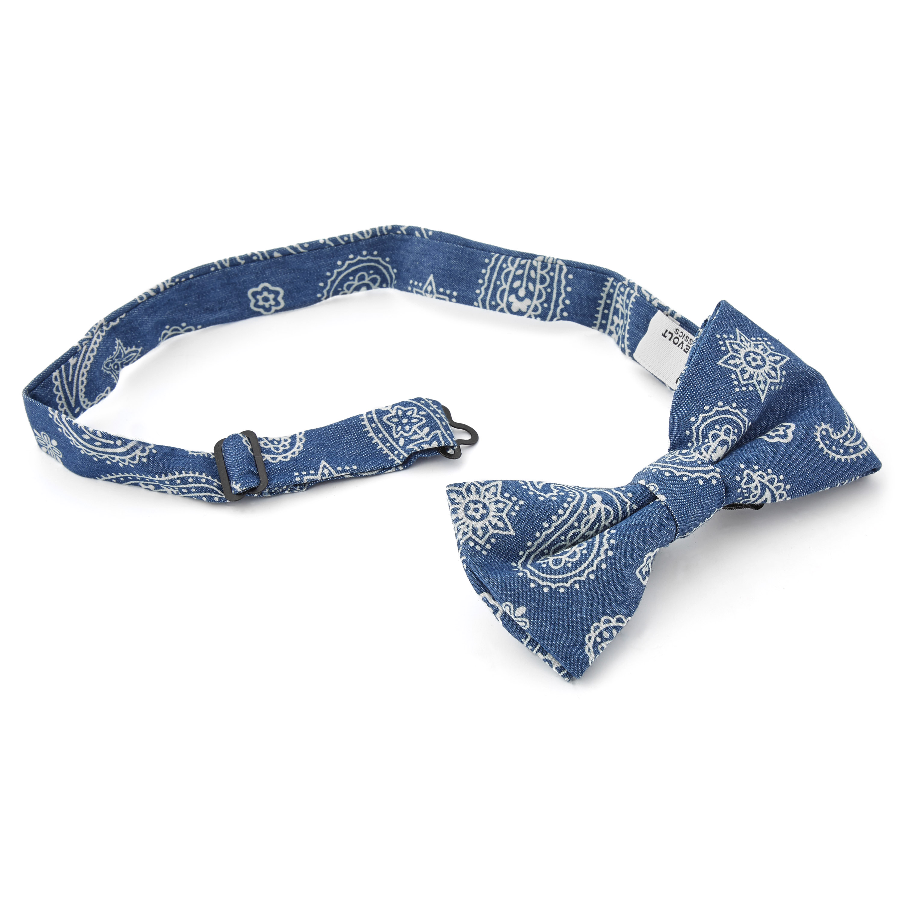 Blue & White Paisley Pre-Tied Bow Tie - 2