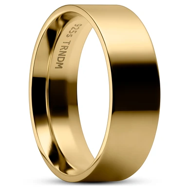 7mm leštěný prsten z mincovního stříbra 925 pozlacený 14k zlatem 7mm leštěný prsten z mincovního stříbra 925 pozlacený 14k zlatem