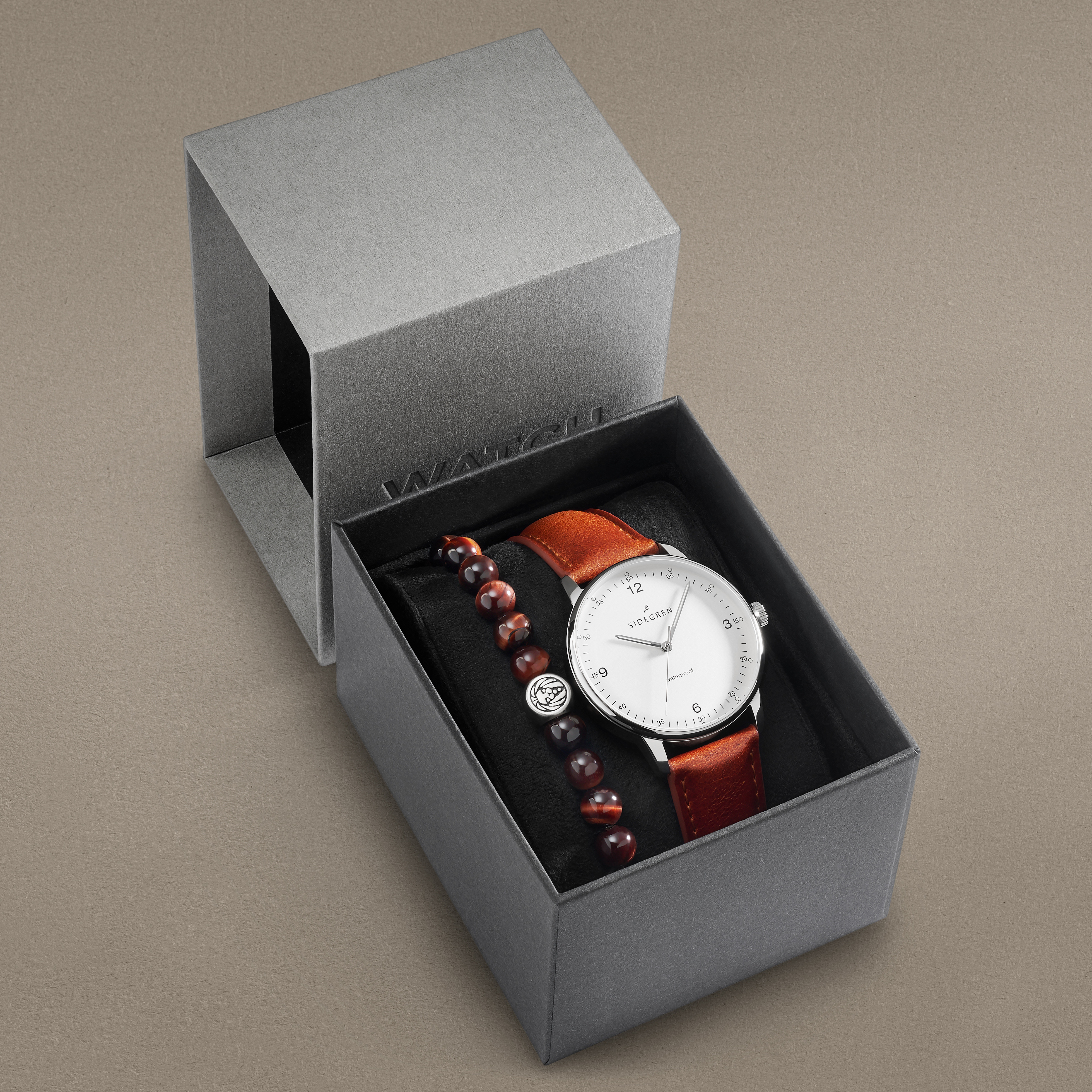 Minimalistisk Ur & Tigerøje Armbånd Gaveæske - 3