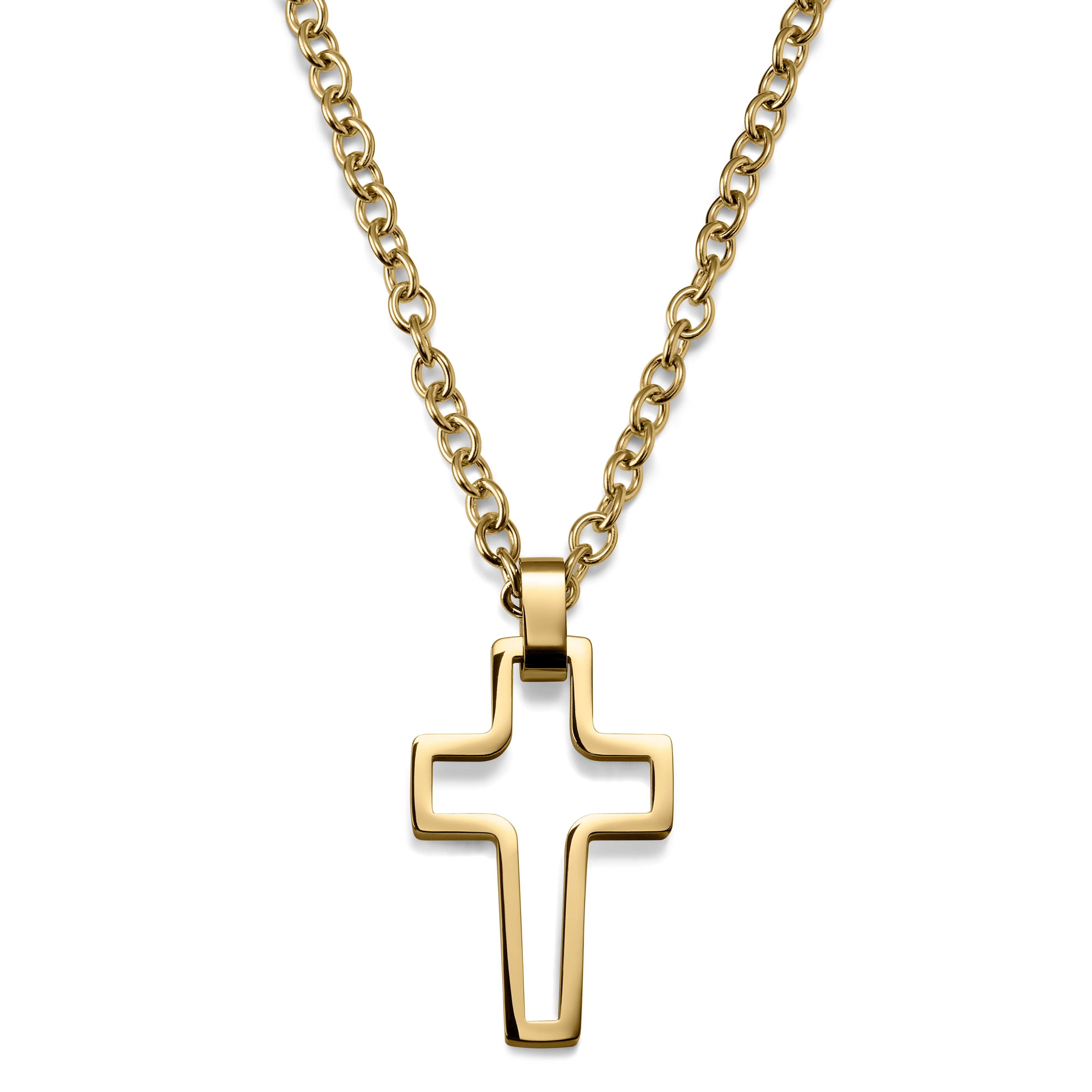 Unique Cross Gold-Tone Steel Necklace | In stock! | Lucleon