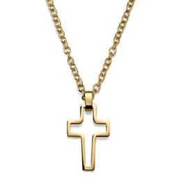 Collier à pendentif croix dorée en acier