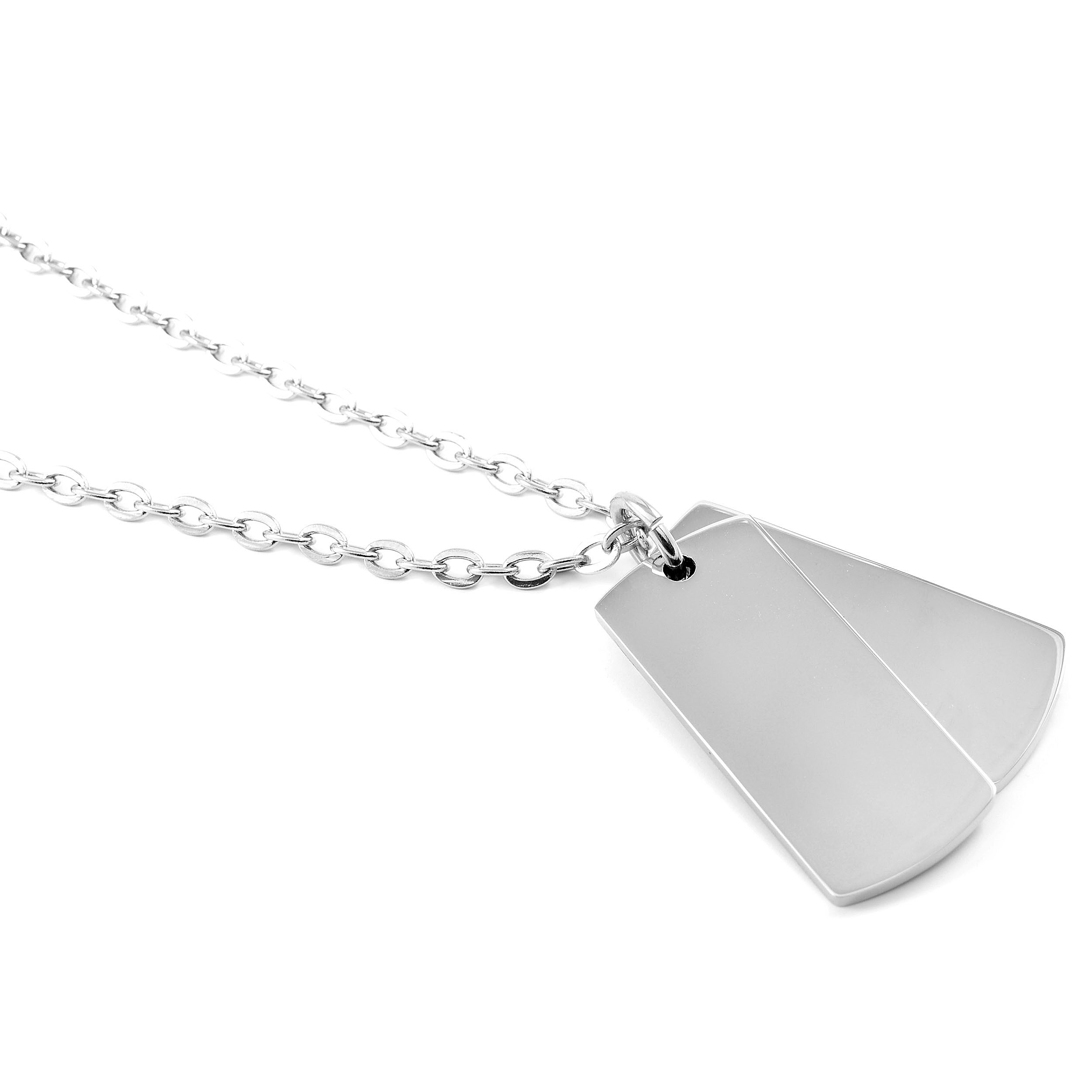 Collana con piastrina color argento - 5