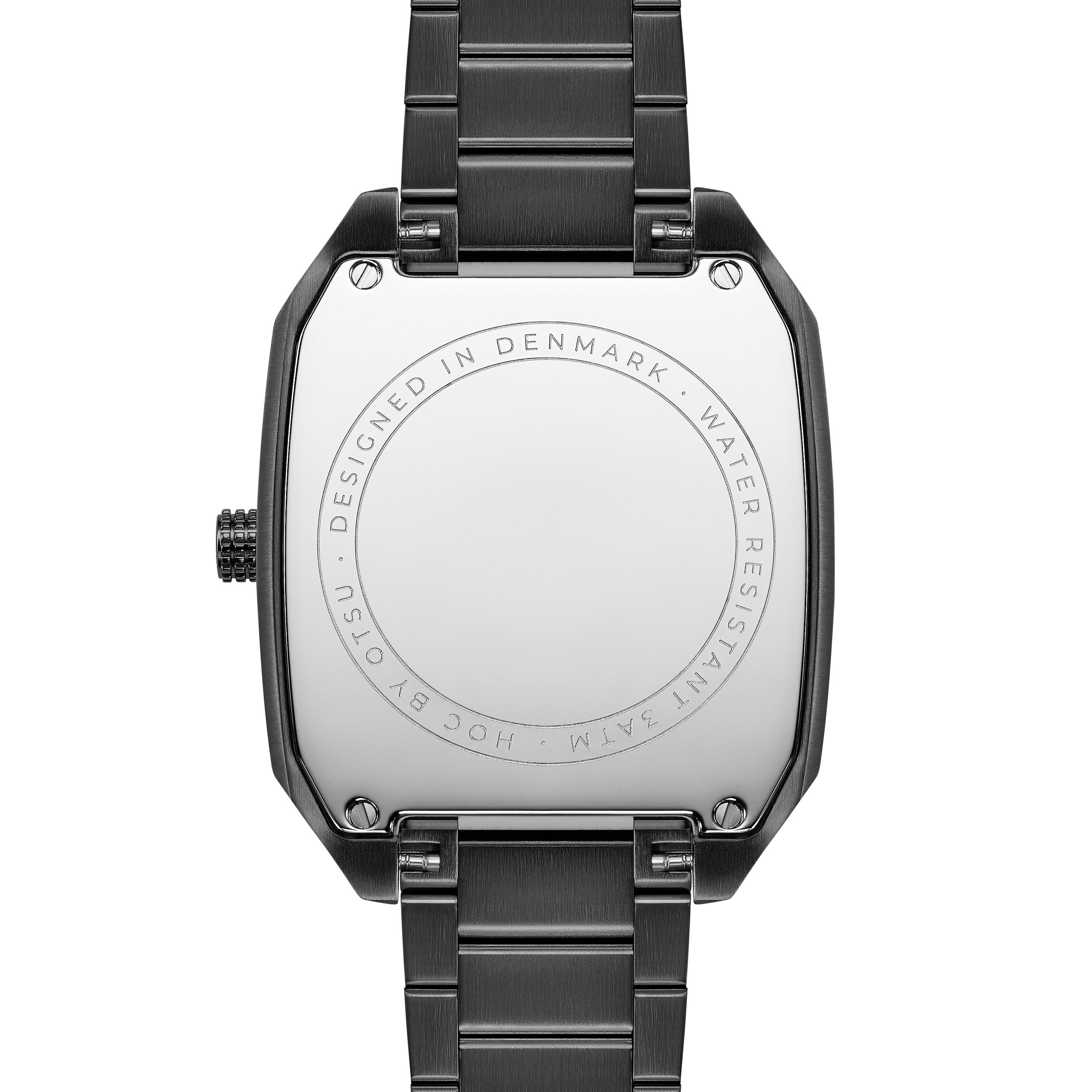 Hoc | Ceas din oțel inoxidabil gri închis cu cadran pe jumătate ascuns  - 4