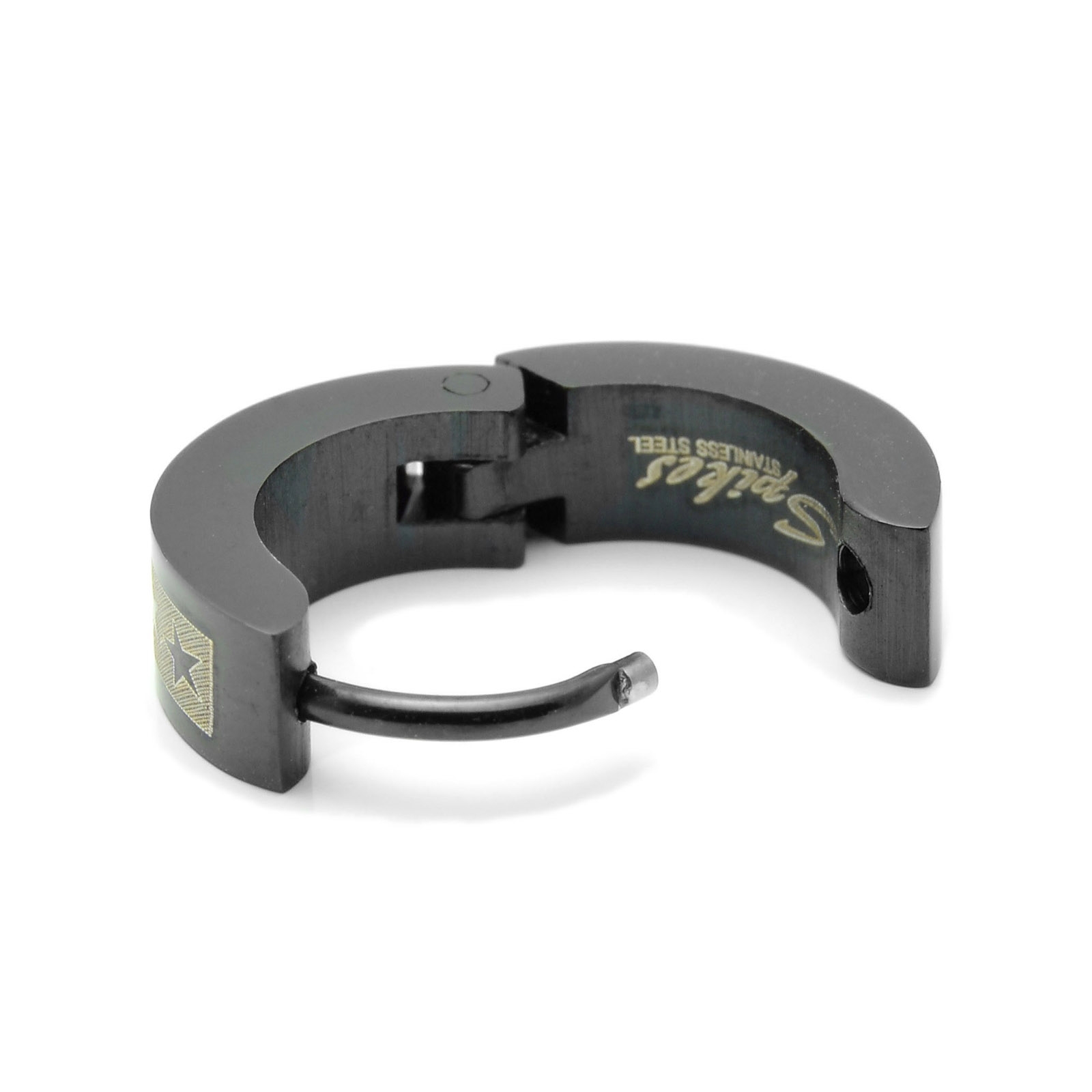 Sentio | Zwarte Oorring van Chirurgisch Staal met 5 Sterren - 3