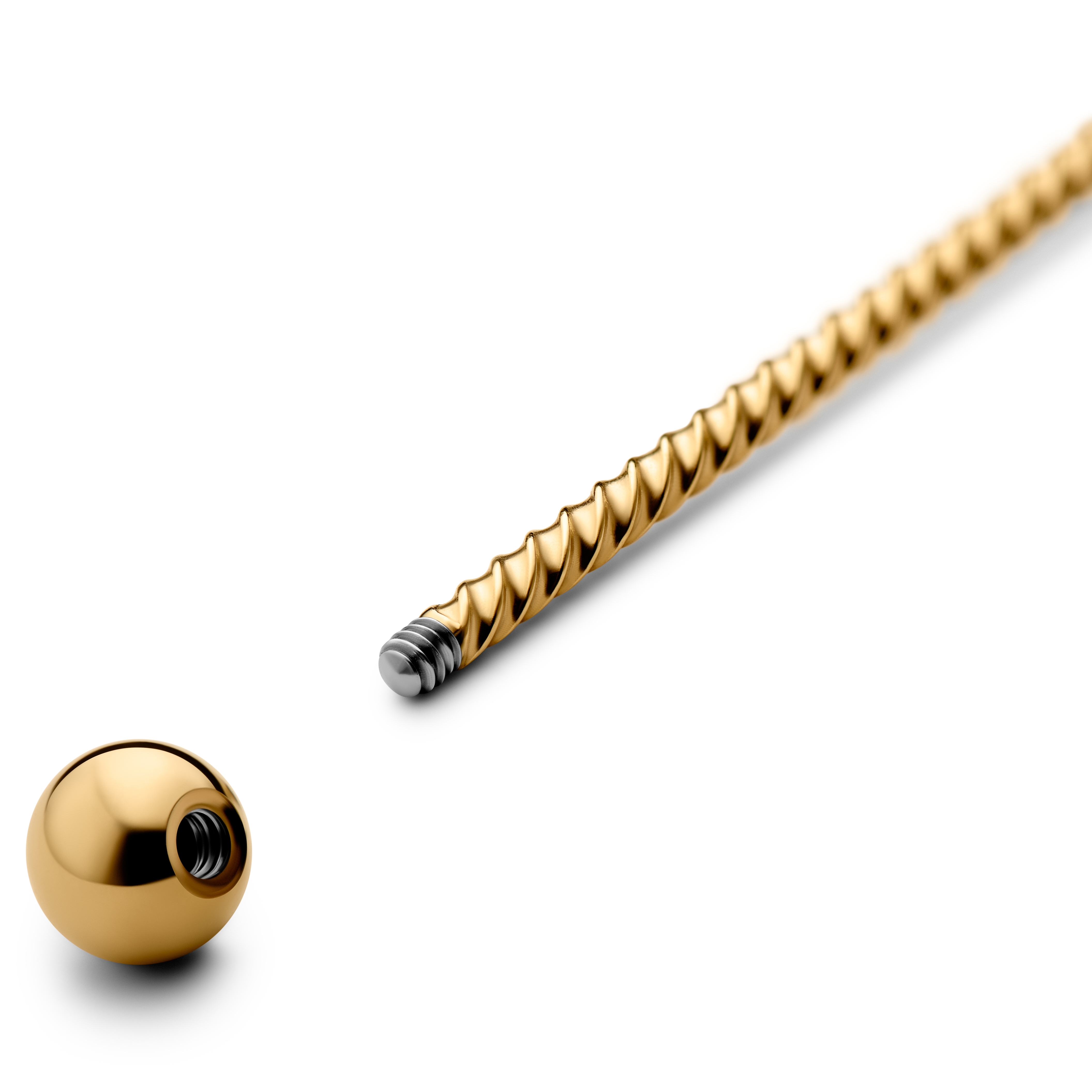 38 mm goldfarbenes Barbell aus Chirurgenstahl mit Kugelspitze - 2