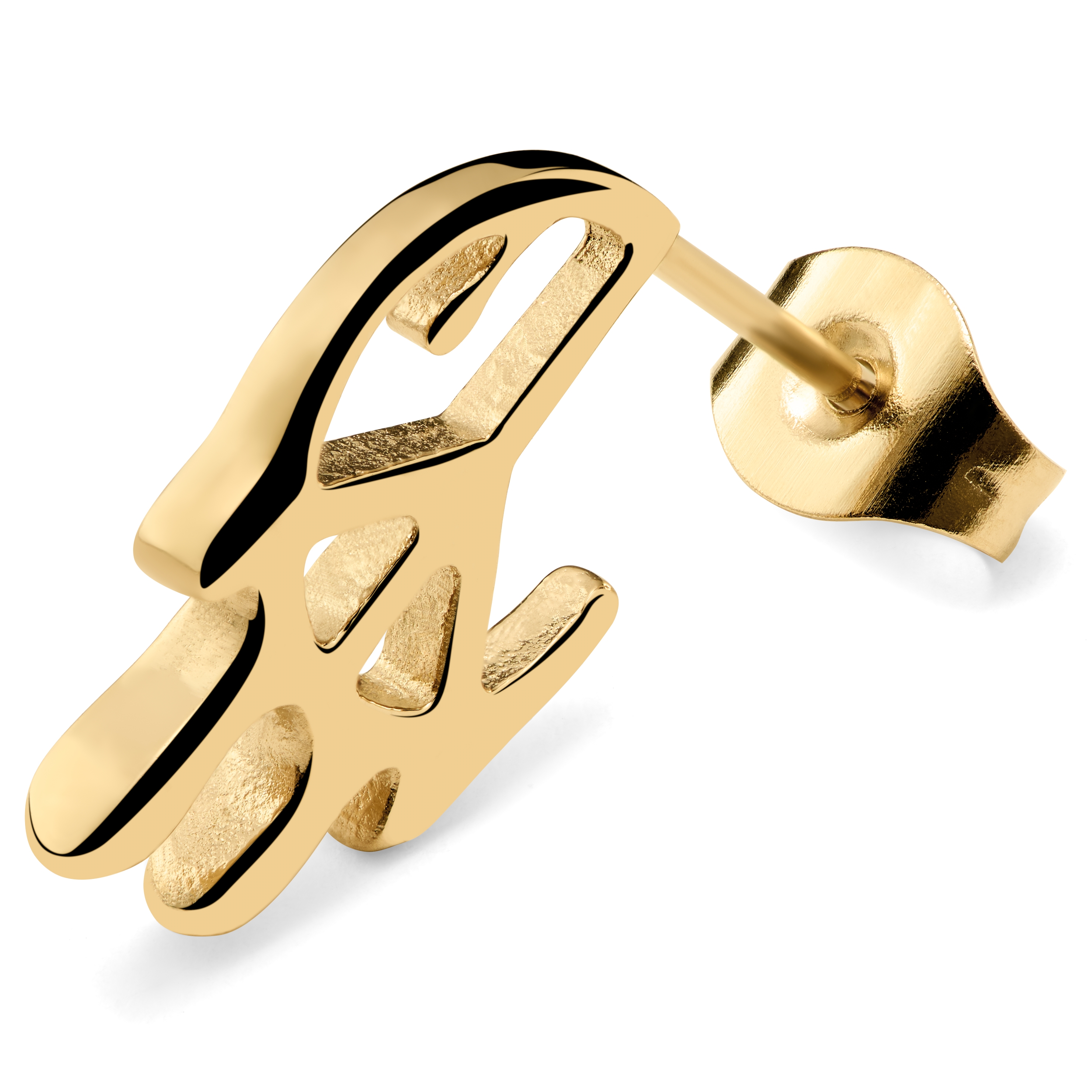 Fahrenheit | Melting Gold-tone Peace Stud Earring - 5