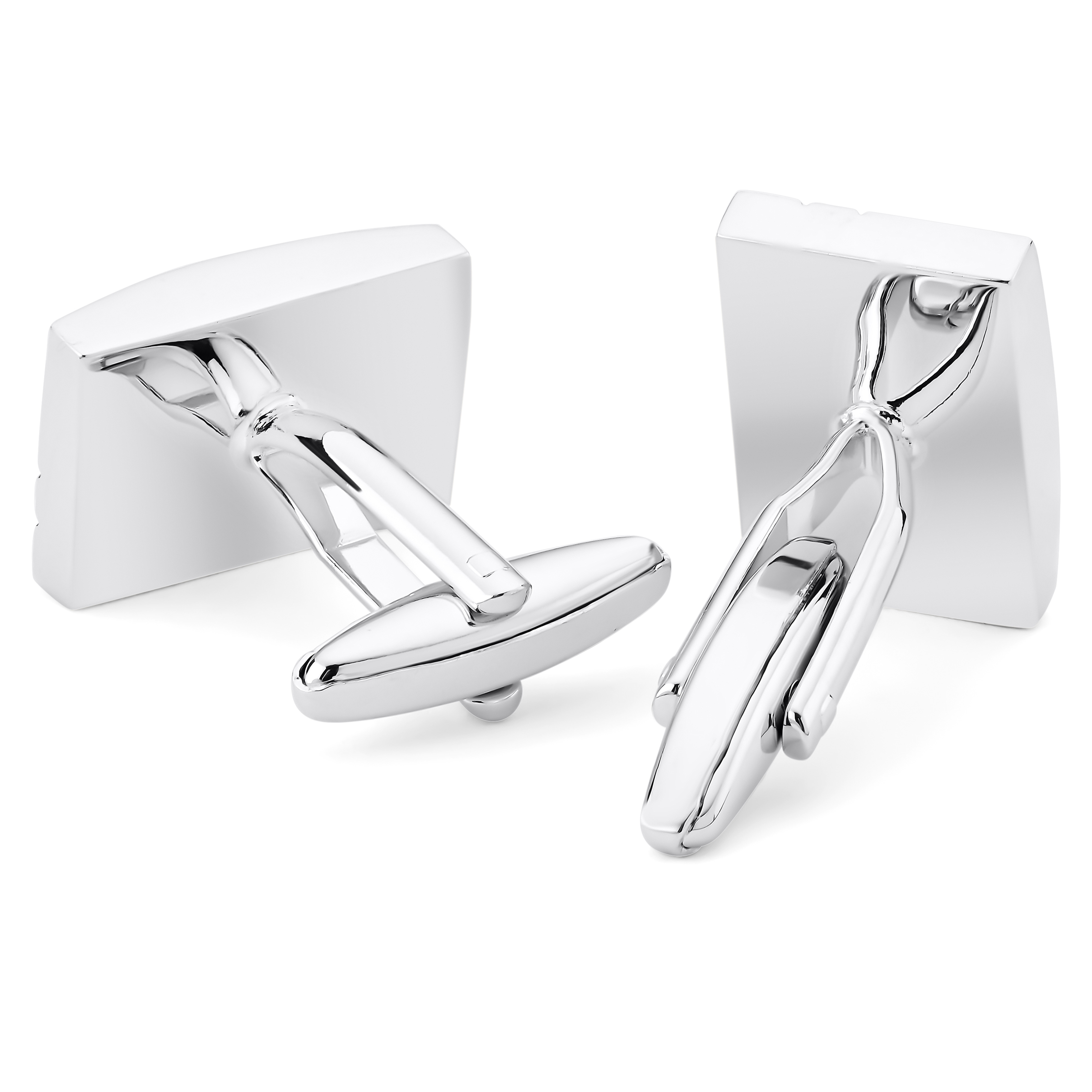 Novelle | Brushed Silver-Tone Cufflinks with Polished Highlight - 2