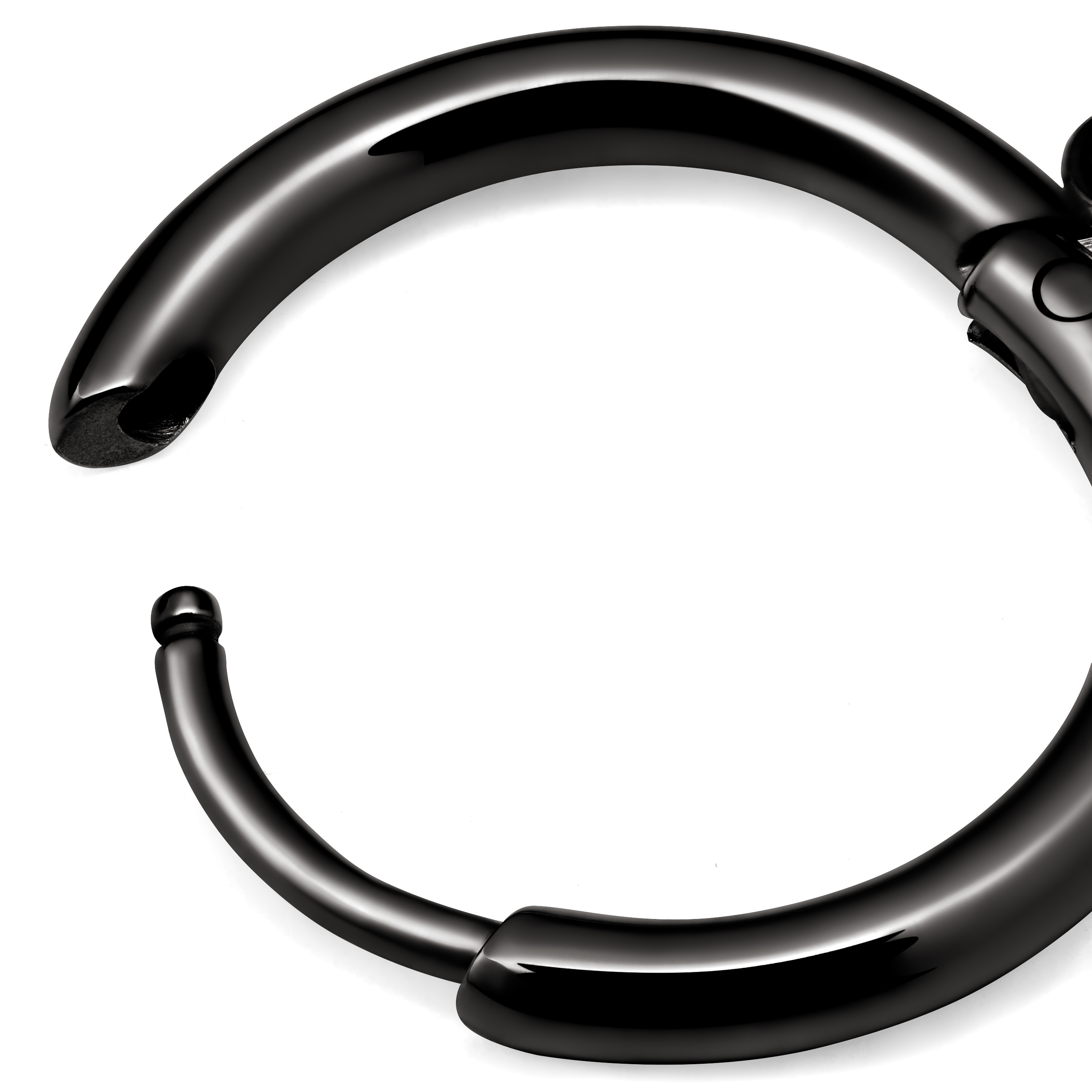 Fahrenheit | Gunmetal Black Stainless Steel Melting Peace Sign Hoop Earring - 2