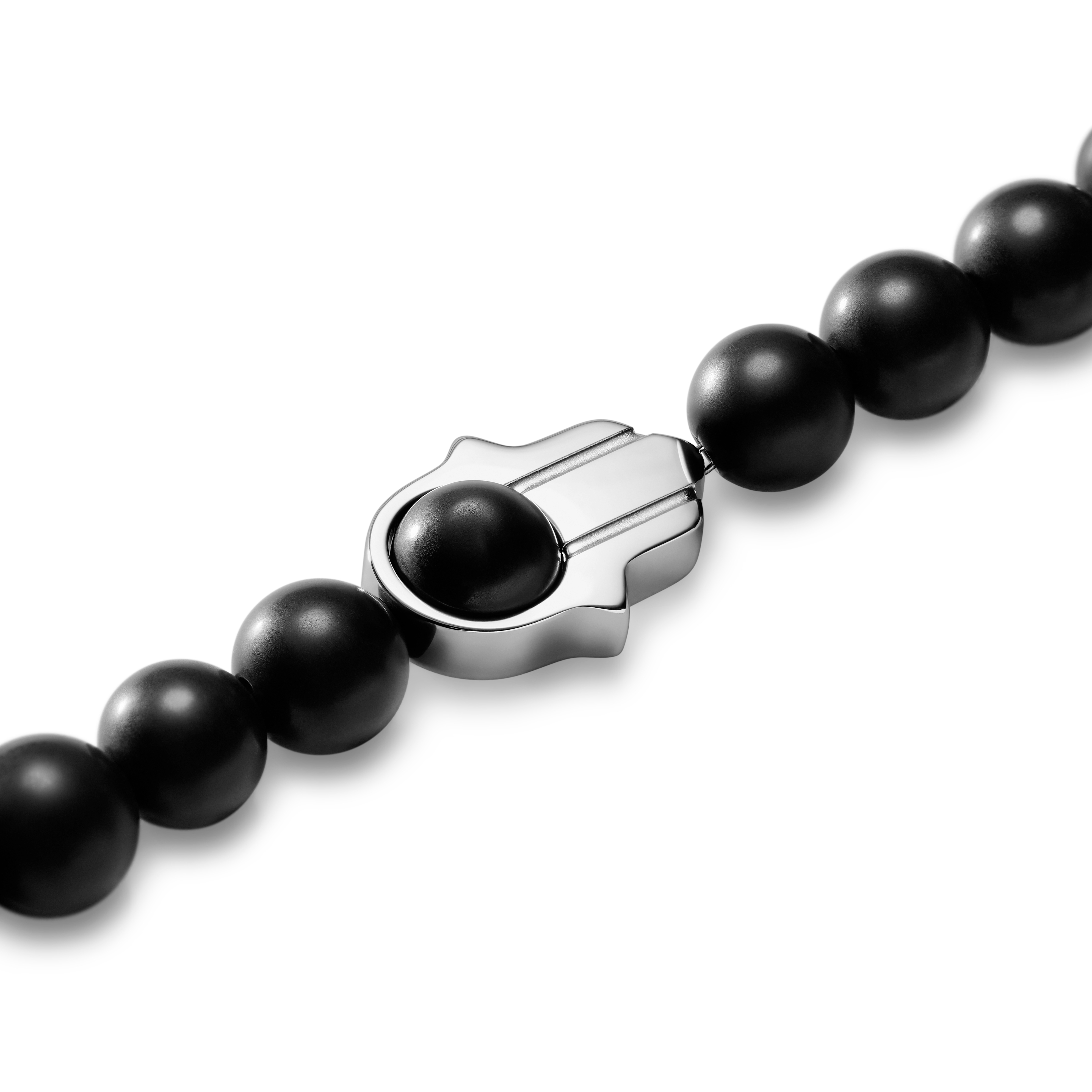 Unity | Zapestnica z oniksovimi kroglicami širine 6 mm in roko Hamsa - 4