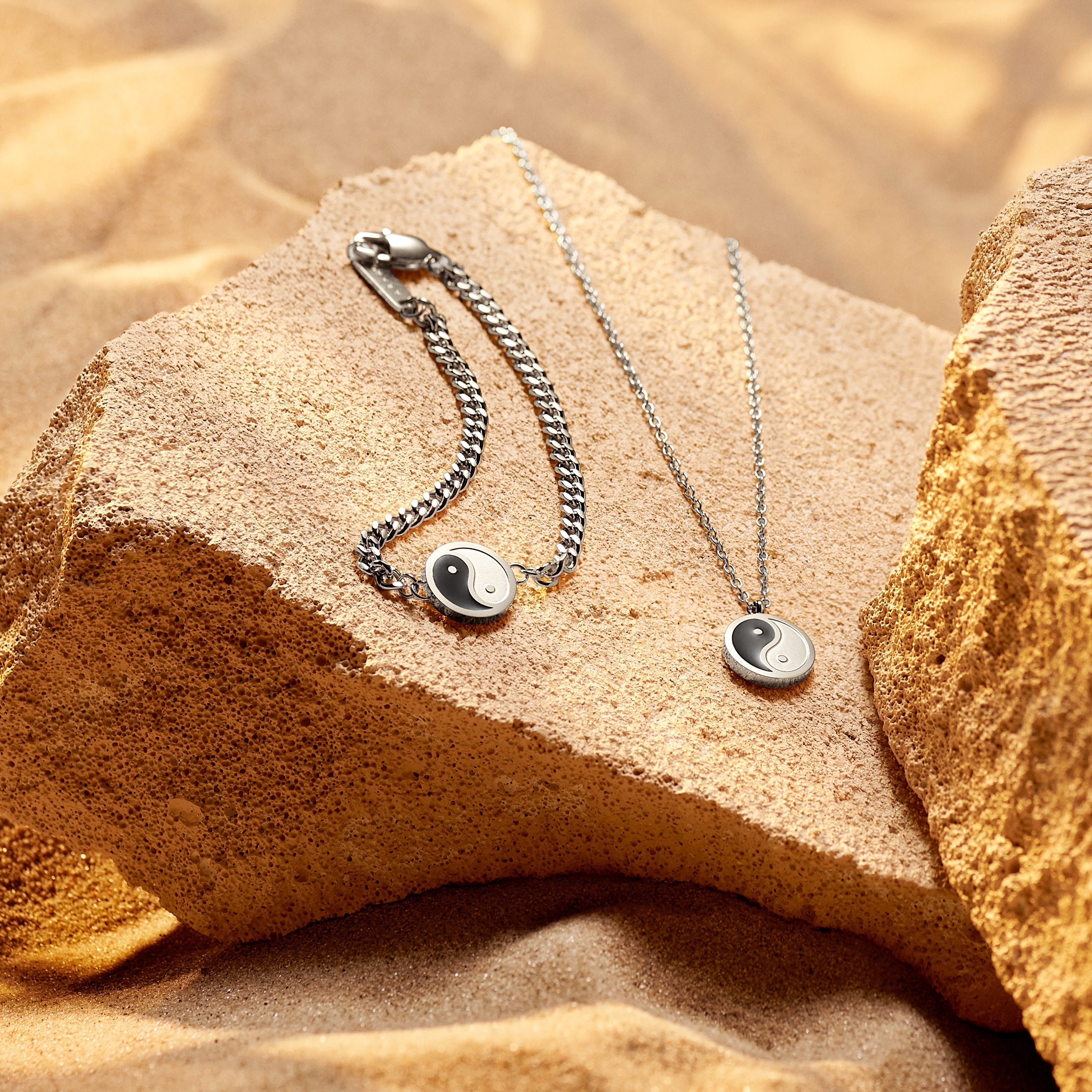 Unity | Silver-tone Stainless Steel Yin and Yang Circle Necklace - 3