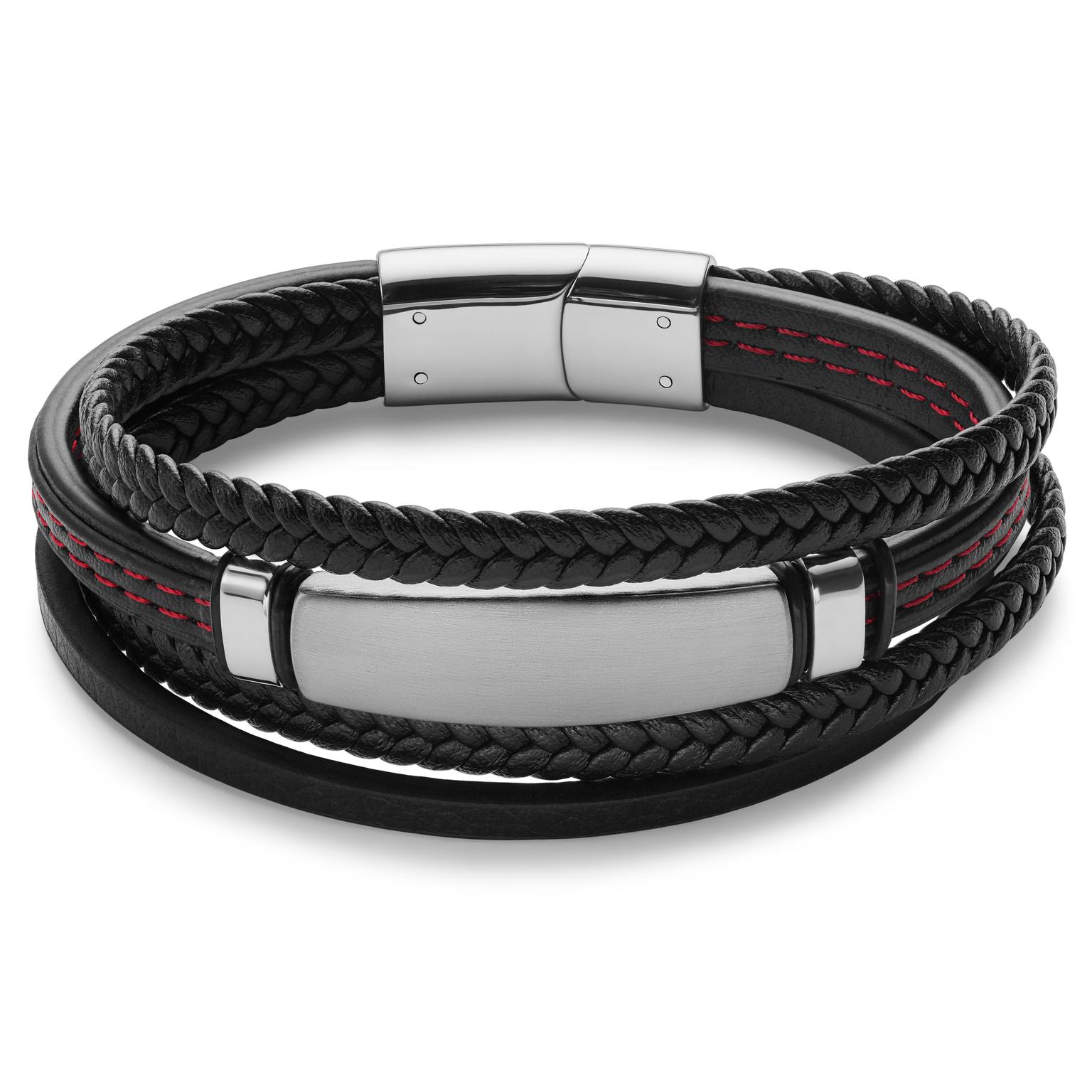 Sølvtonet og Rødt ID-armbånd av Rustfritt Stål Sølvtonet og Rødt ID-armbånd av Rustfritt Stål