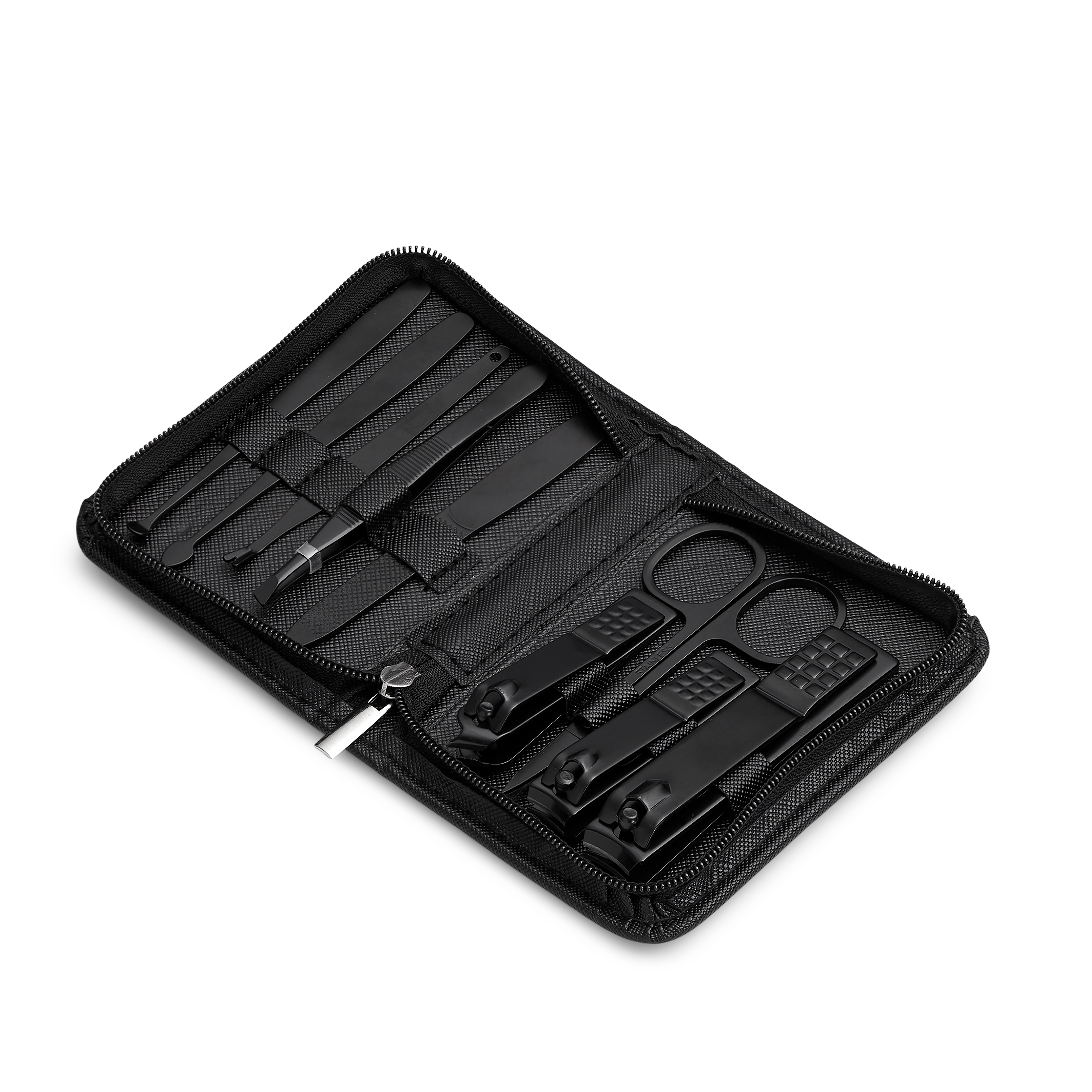 Black Deluxe Manicure set in Stainless steel