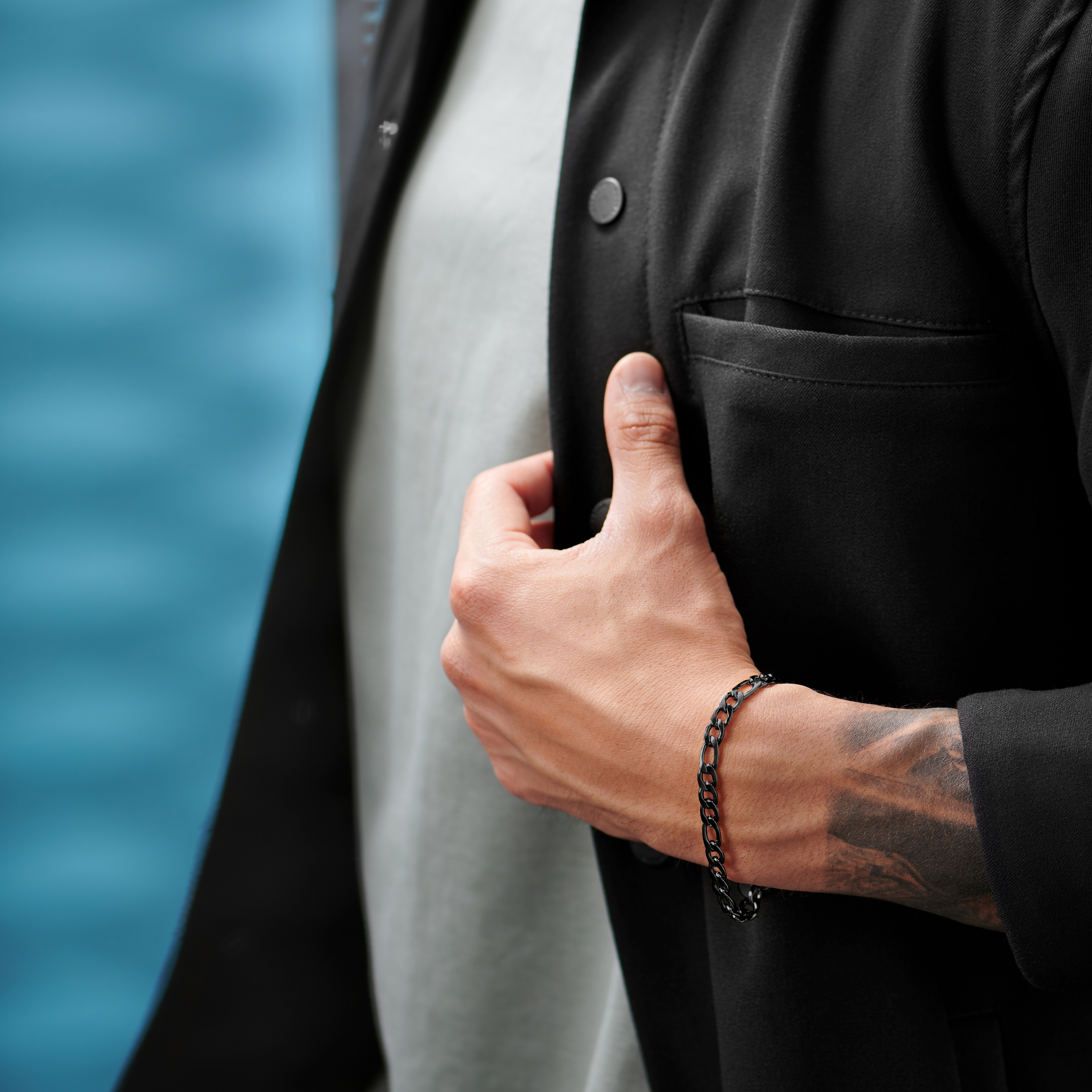 Cosmo Amager Gunmetal Figaro řetízkový náramek  - 4