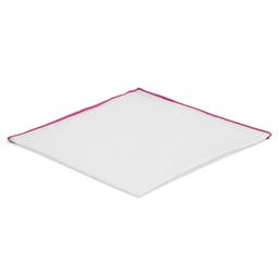Λευκό Τετράγωνο Μαντήλι Τσέπης με Ροζ Άκρες