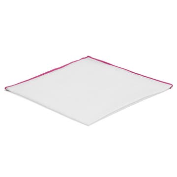 Batistă de buzunar albă cu margini roz