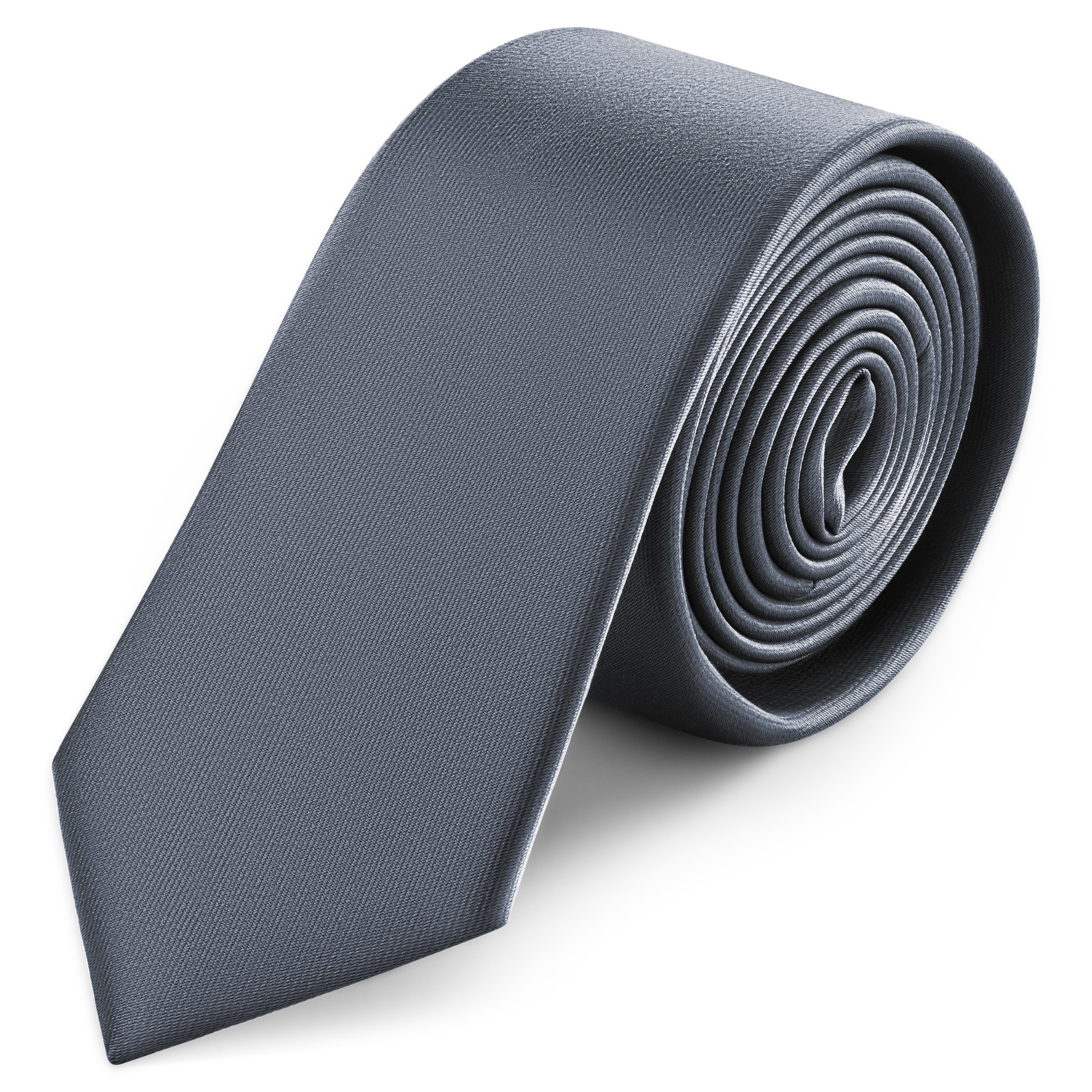 6 cm schmale Krawatte aus Graphit-Satin