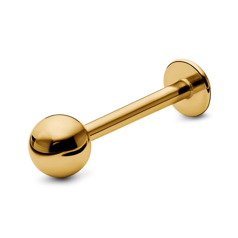 1/3" (8 mm) Gold-Tone Ball-Tipped Surgical Steel Labret Stud 1/3" (8 mm) Gold-Tone Ball-Tipped Surgical Steel Labret Stud