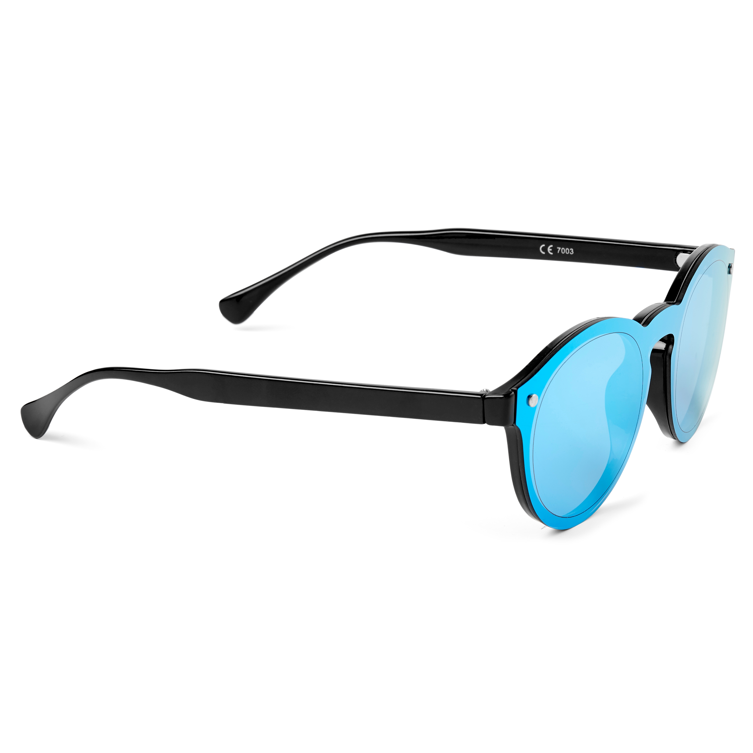 Gafas de sol clásicas con lentes de espejo azules - 3