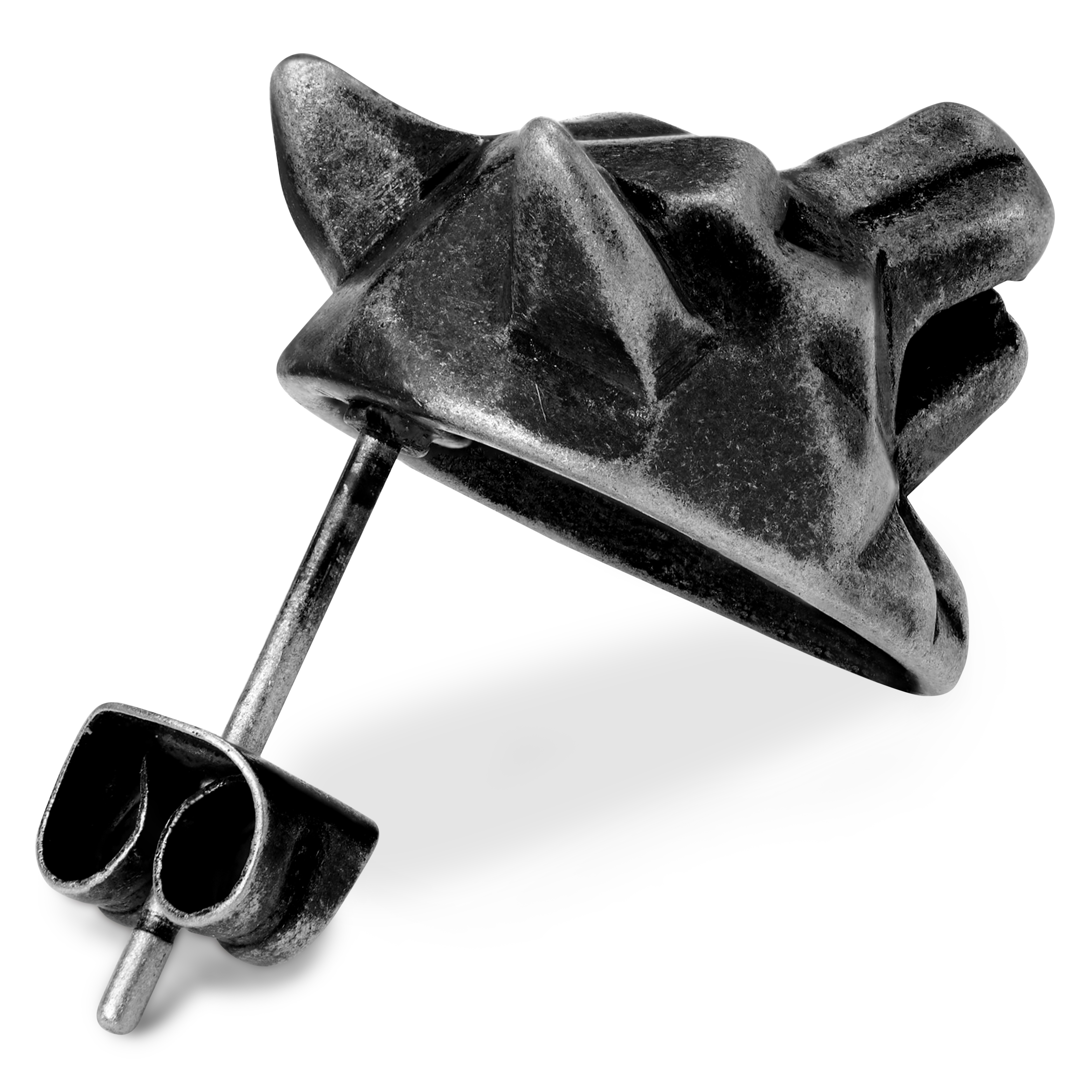 Szary stalowy kolczyk z wilkiem Jax - 2