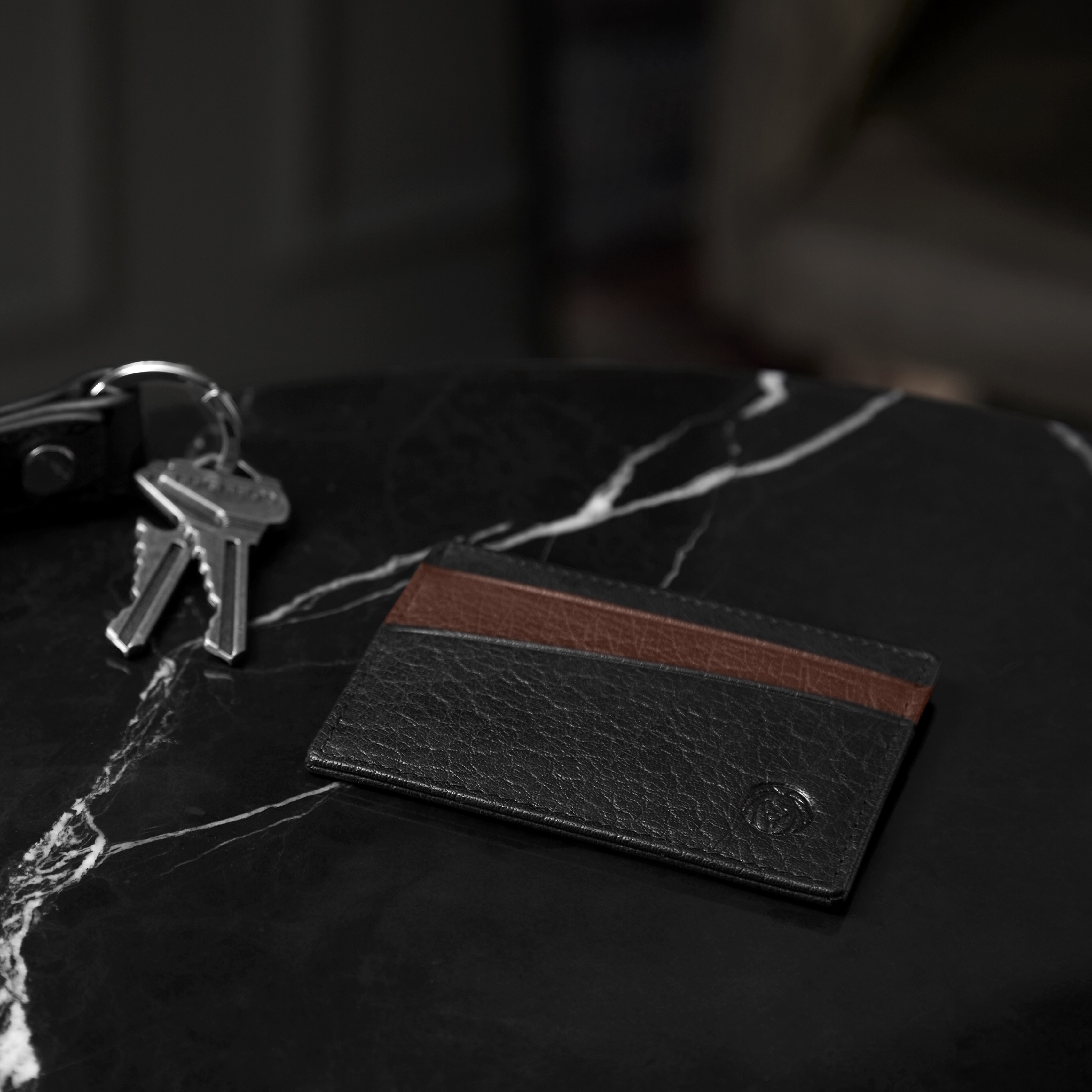 Mini portacarte Montreal in pelle nera e marrone con schermatura RFID - 3