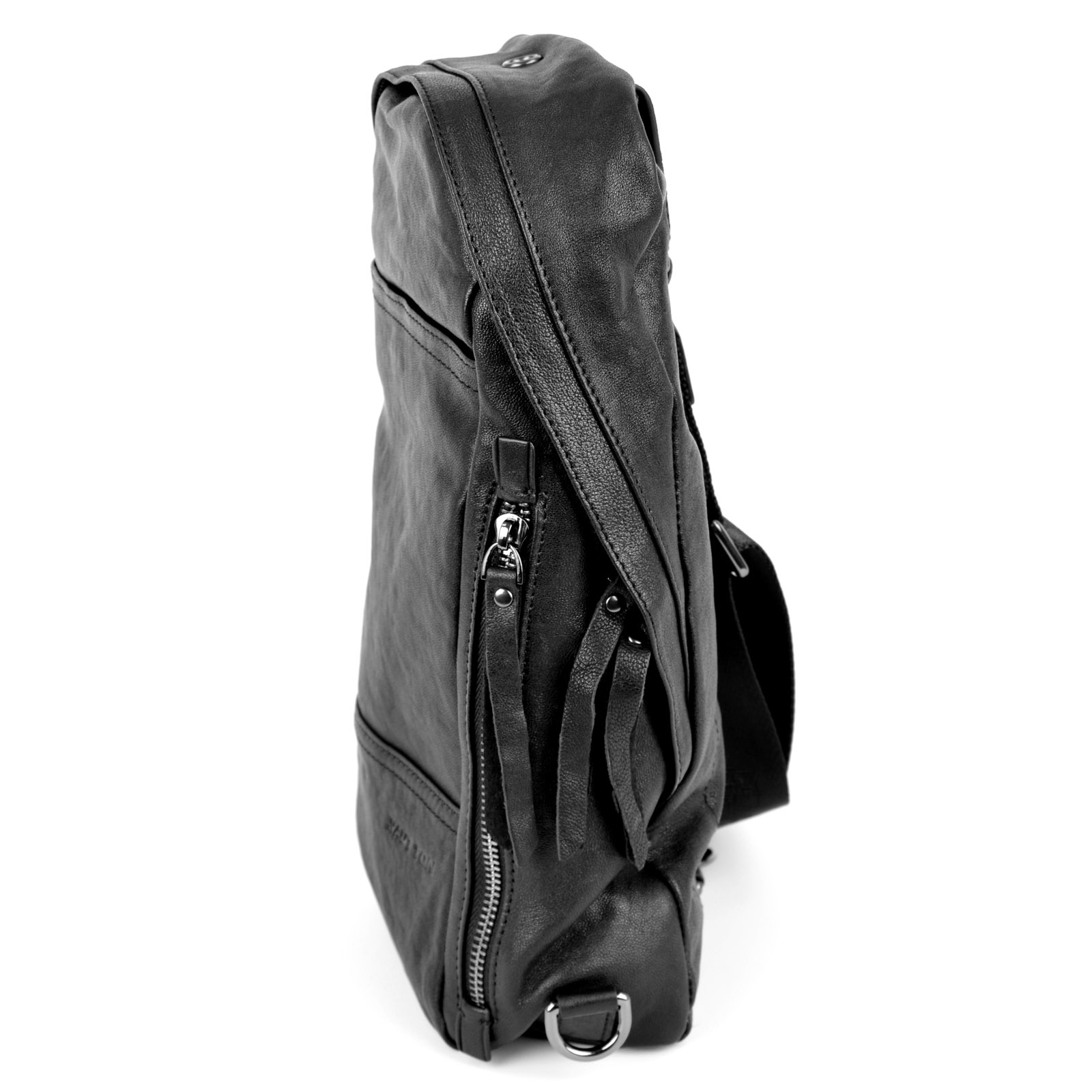 Schwarze Leder Umhängetasche - 3