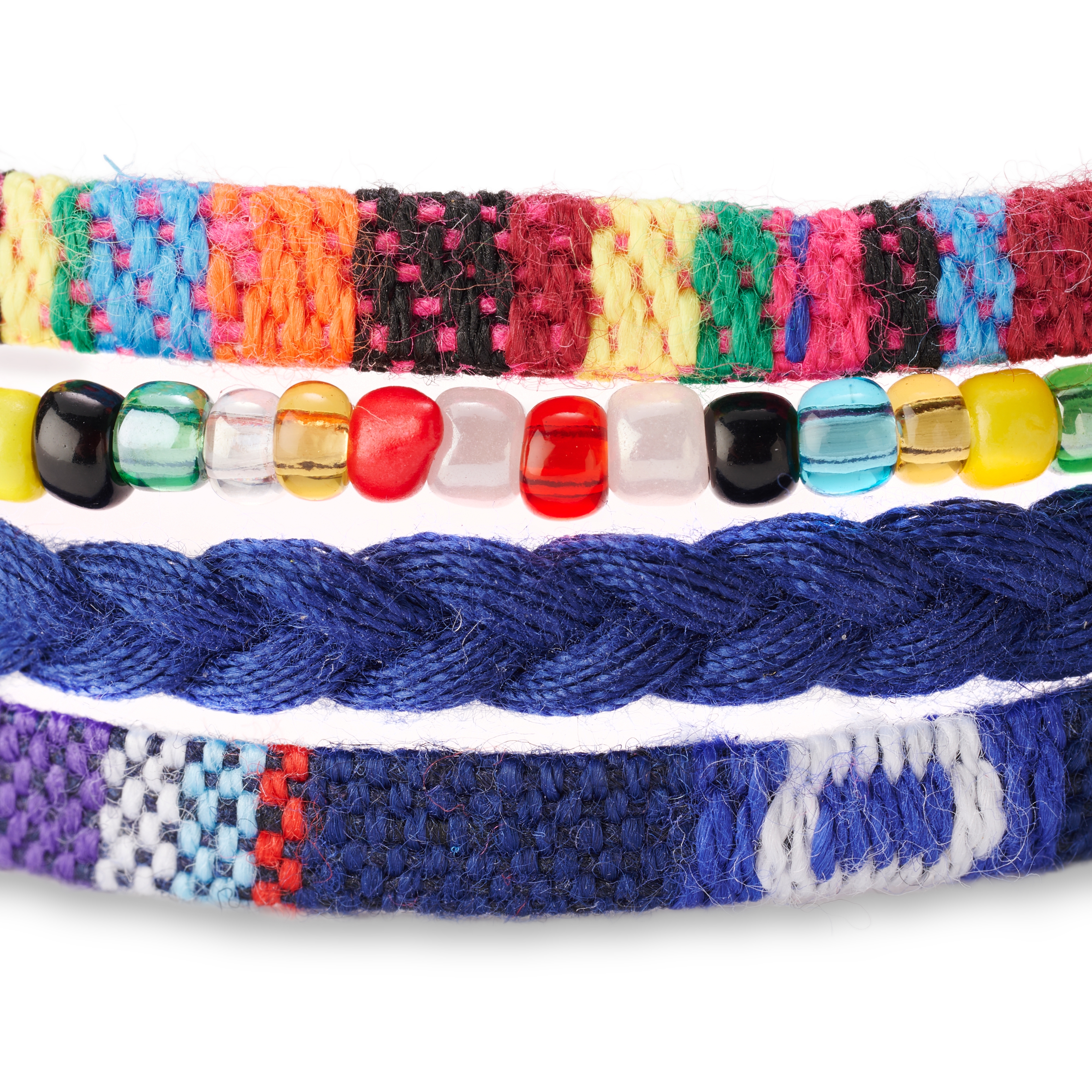 Flerfarvet Marineblåt Tekstil Surfer Armbånd - 2