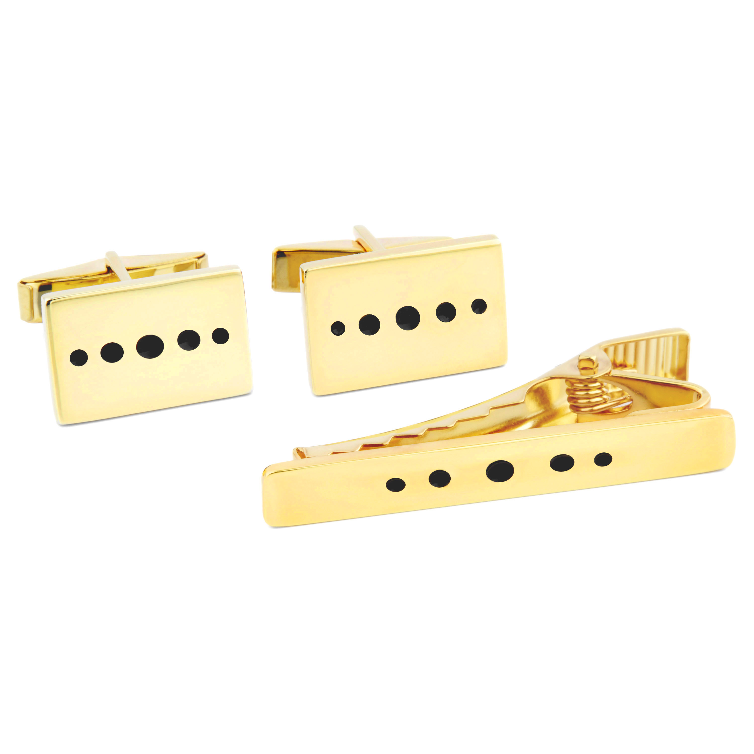 Kort Guldpläterad 925s med Svarta Prickar Set - 1