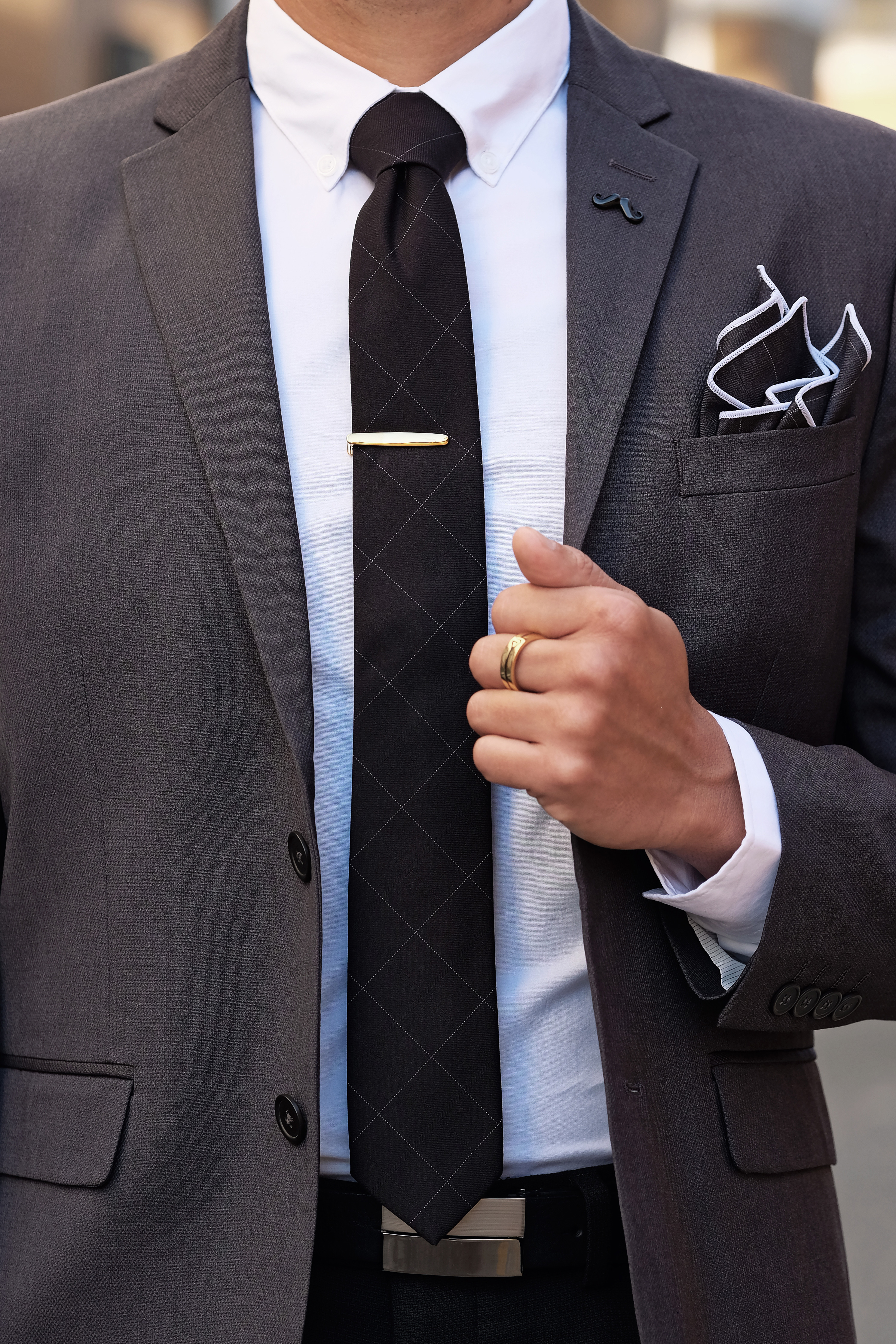 Goudvergulde 925 Zilveren Korte Ovaalgevormde Dasspeld - 5